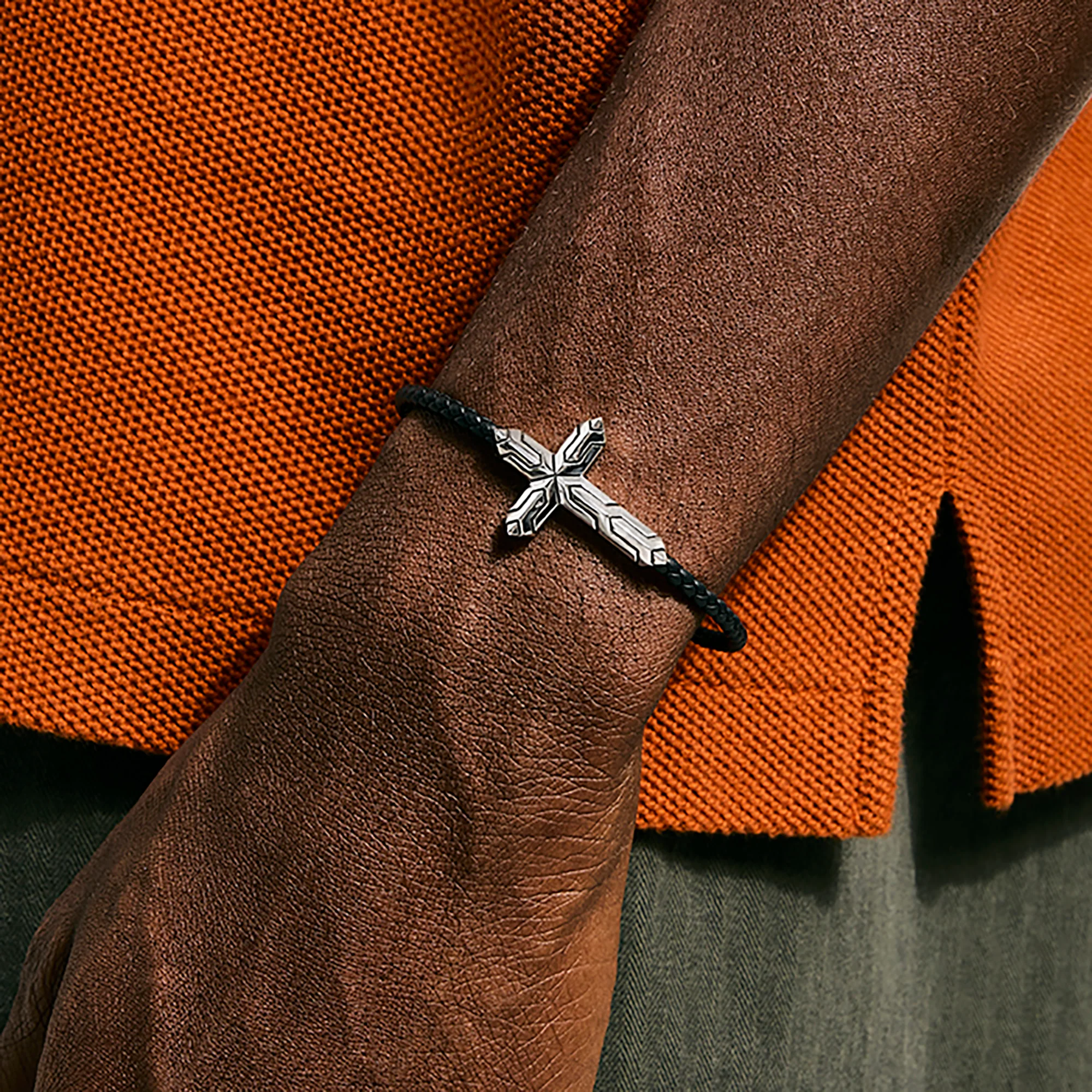 Icon 50 Bracelet, Sterling Silver, Leather, 3MM|BU97219BL - Image 5