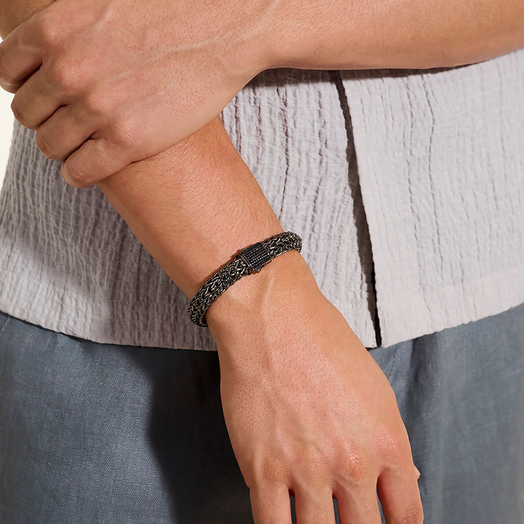 Icon Bracelet, Dark Silver, Gemstones, 10.5MM|BUS9994044BRDBLS - Image 7