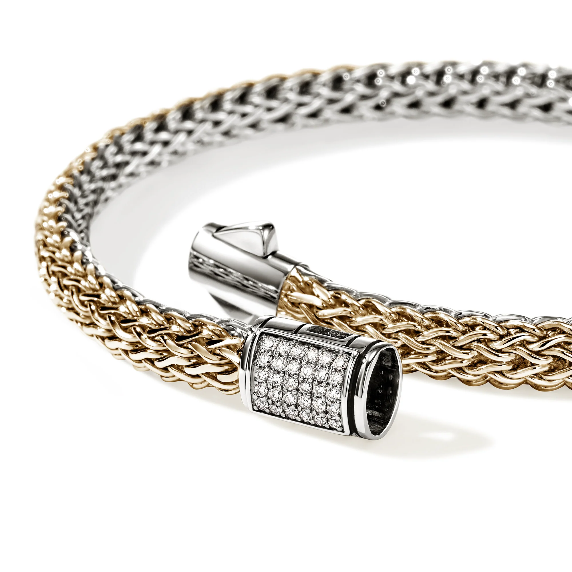 Icon Bracelet, Reversible, Gold, Sterling Silver, Diamonds, 5MM|BUZZP9900962RVDI - Image 2