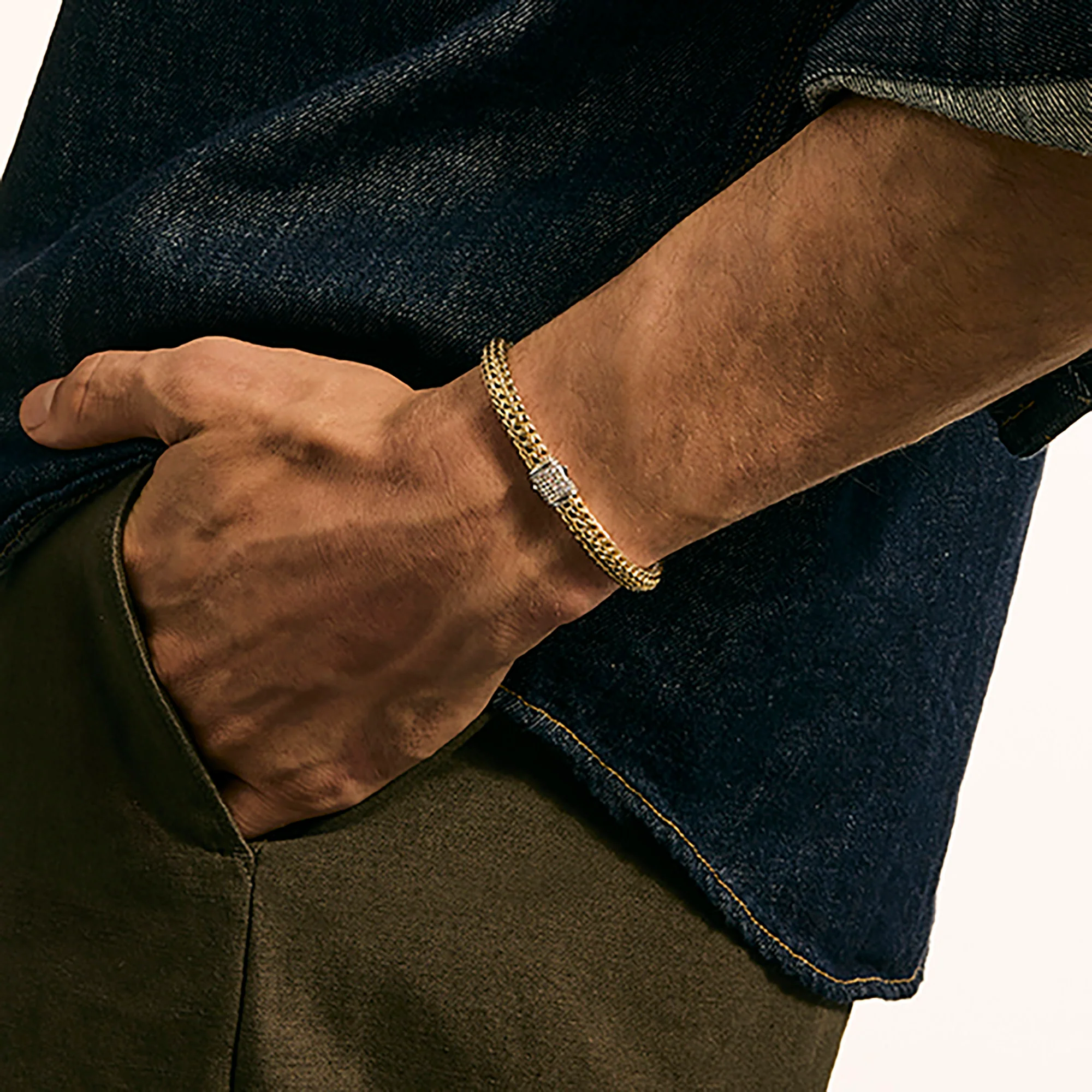 Icon Bracelet, Reversible, Gold, Sterling Silver, Diamonds, 6.5MM|BUZZP9909042RVDI - Image 7