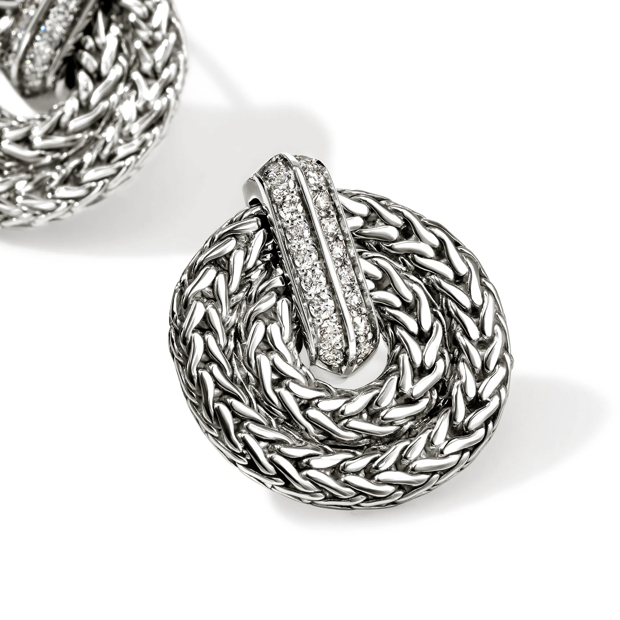 Icon Link Earrings, Sterling Silver, Diamonds, 22MM|EBP989912DI - Image 2