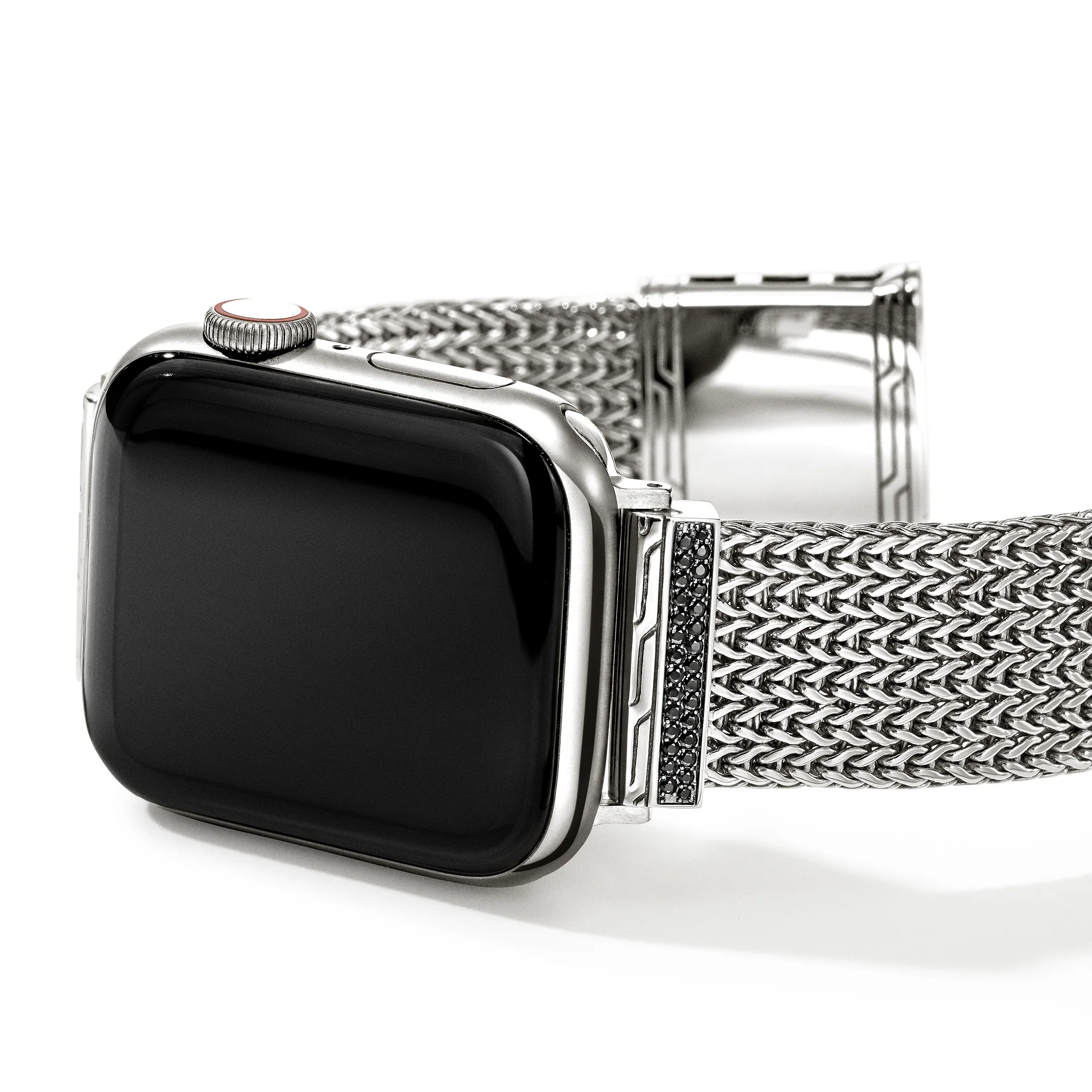 Icon Link Smart Watch Strap, Sterling Silver, Black Sapphires, 18MM|WBS986524BLS - Image 2
