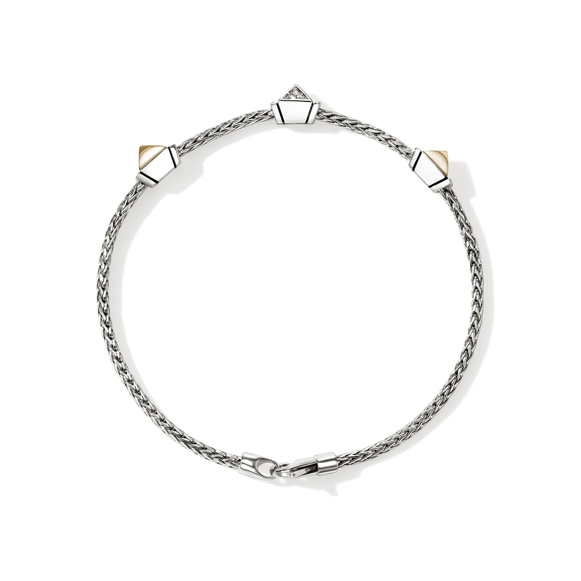 Icon Stud Bracelet, Gold, Sterling Silver, Diamonds,  2.5MM|BUZZP989972DI - Image 3