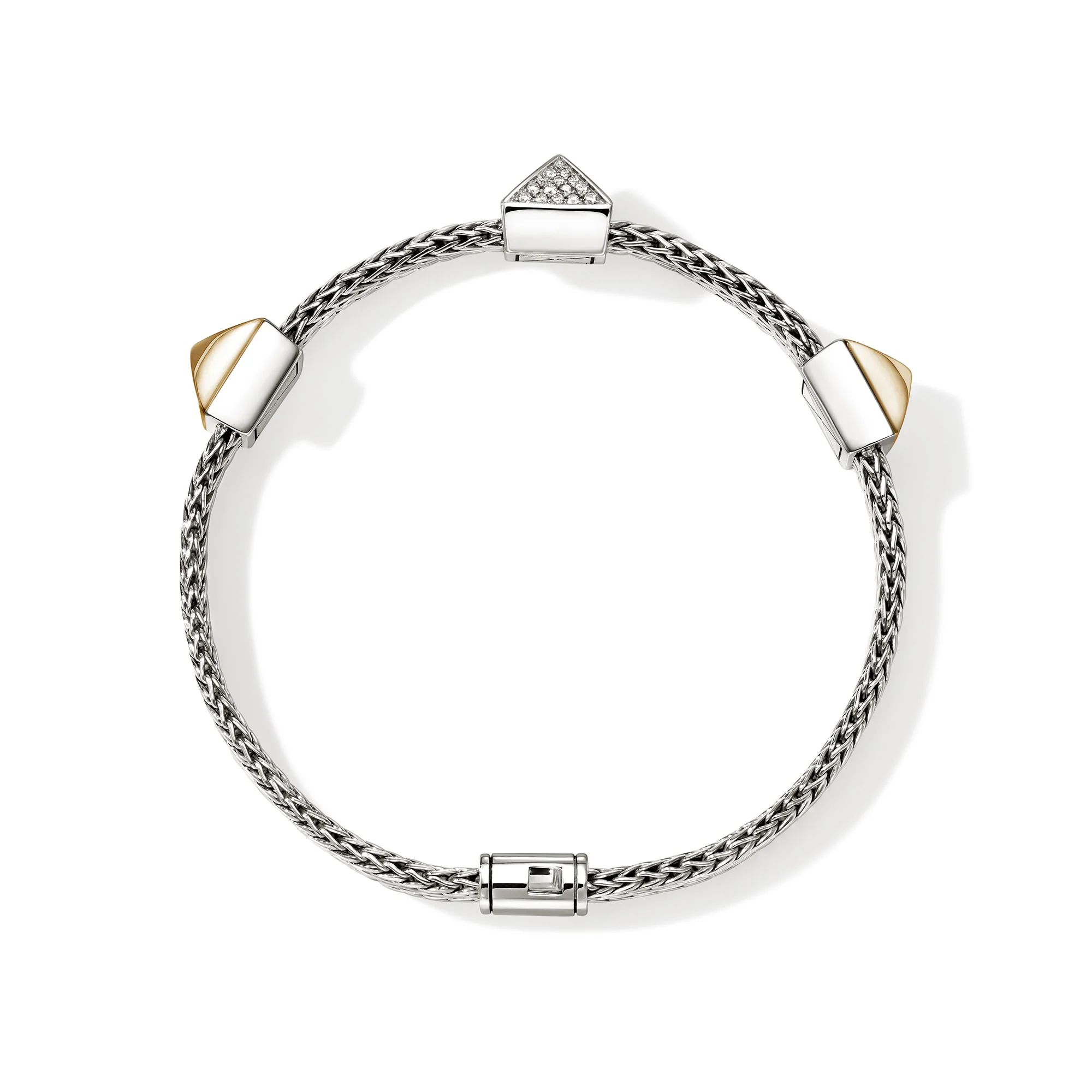 Icon Stud Bracelet, Gold, Sterling Silver, Diamonds, 6MM|BUZZP989952DI - Image 3