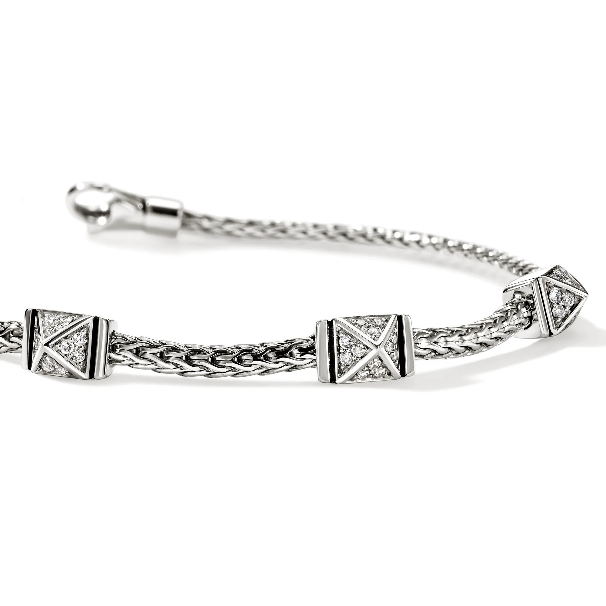 Icon Stud Bracelet, Sterling Silver, Diamonds,  2.5MM|BUP989972DI - Image 2