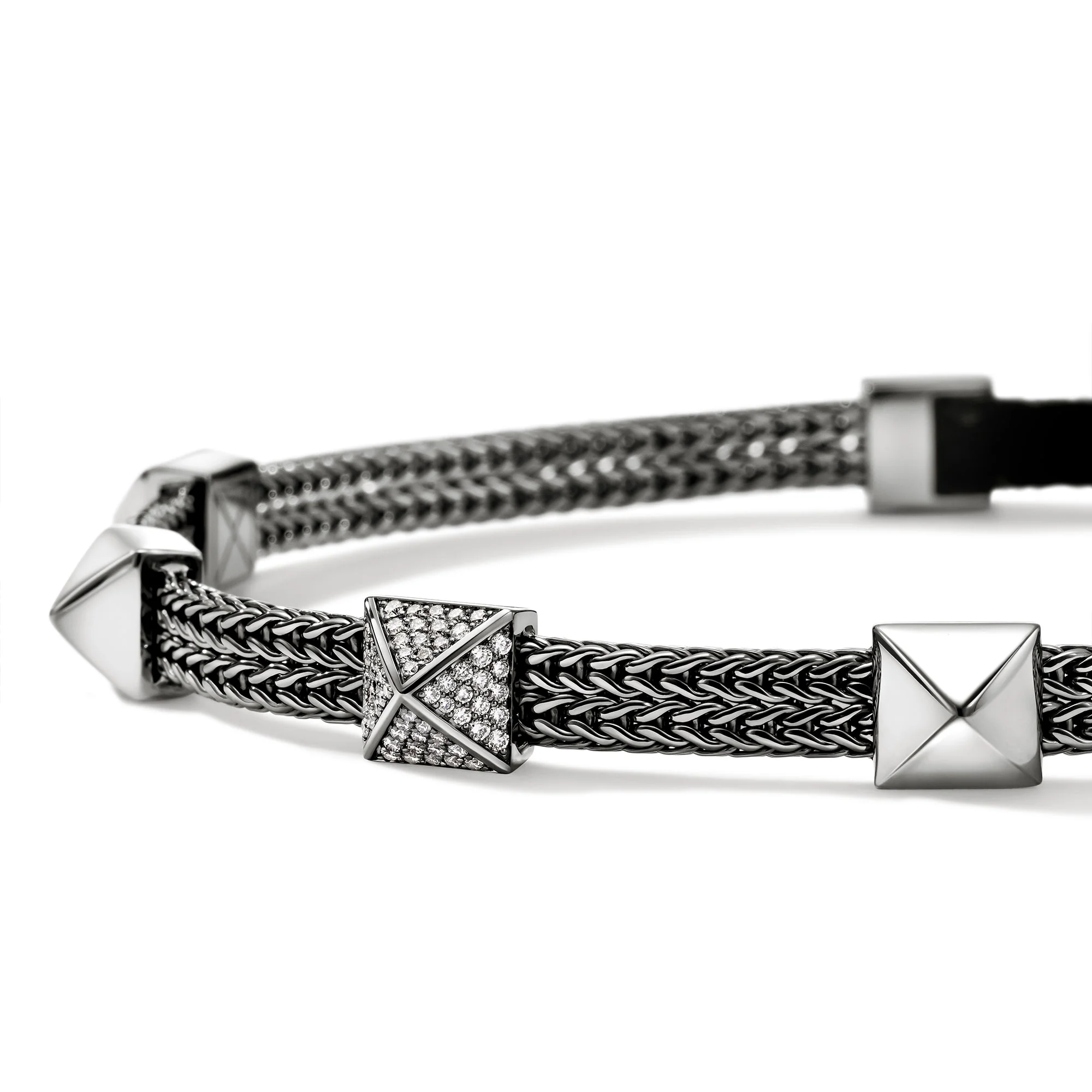 Icon Stud Choker, Dark Silver, Diamonds, Velvet Ribbon|NBP989992BRDBLDI - Image 2
