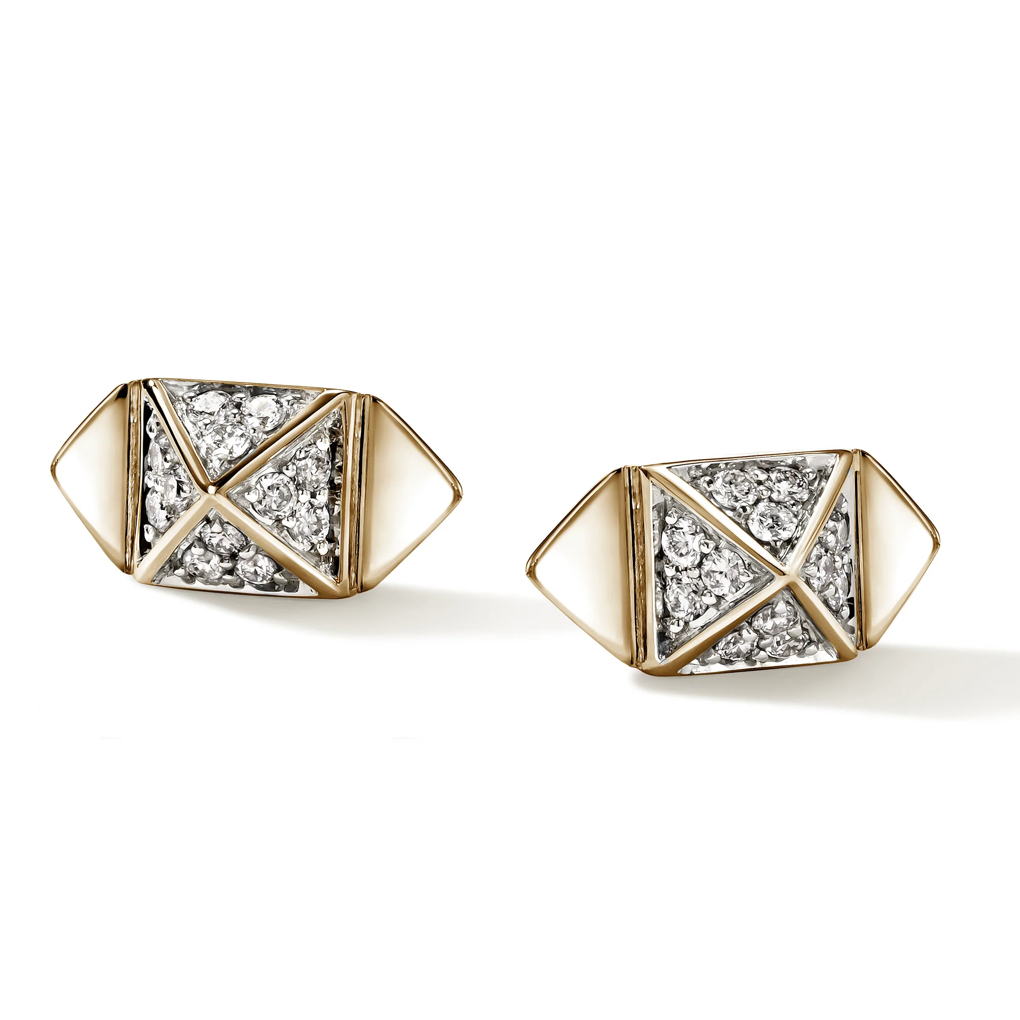Icon Stud Earrings, Gold, Diamonds, 5MM|EGGX972072DI - Image 2