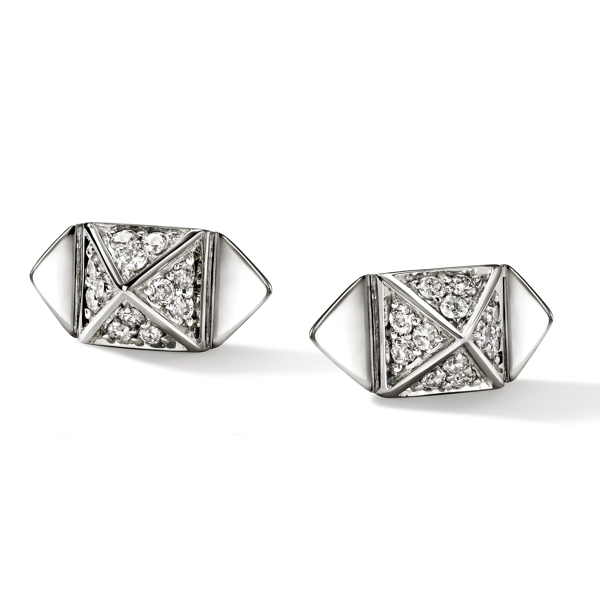Icon Stud Earrings, Sterling Silver, Diamonds, 5MM|EBP972072DI - Image 2