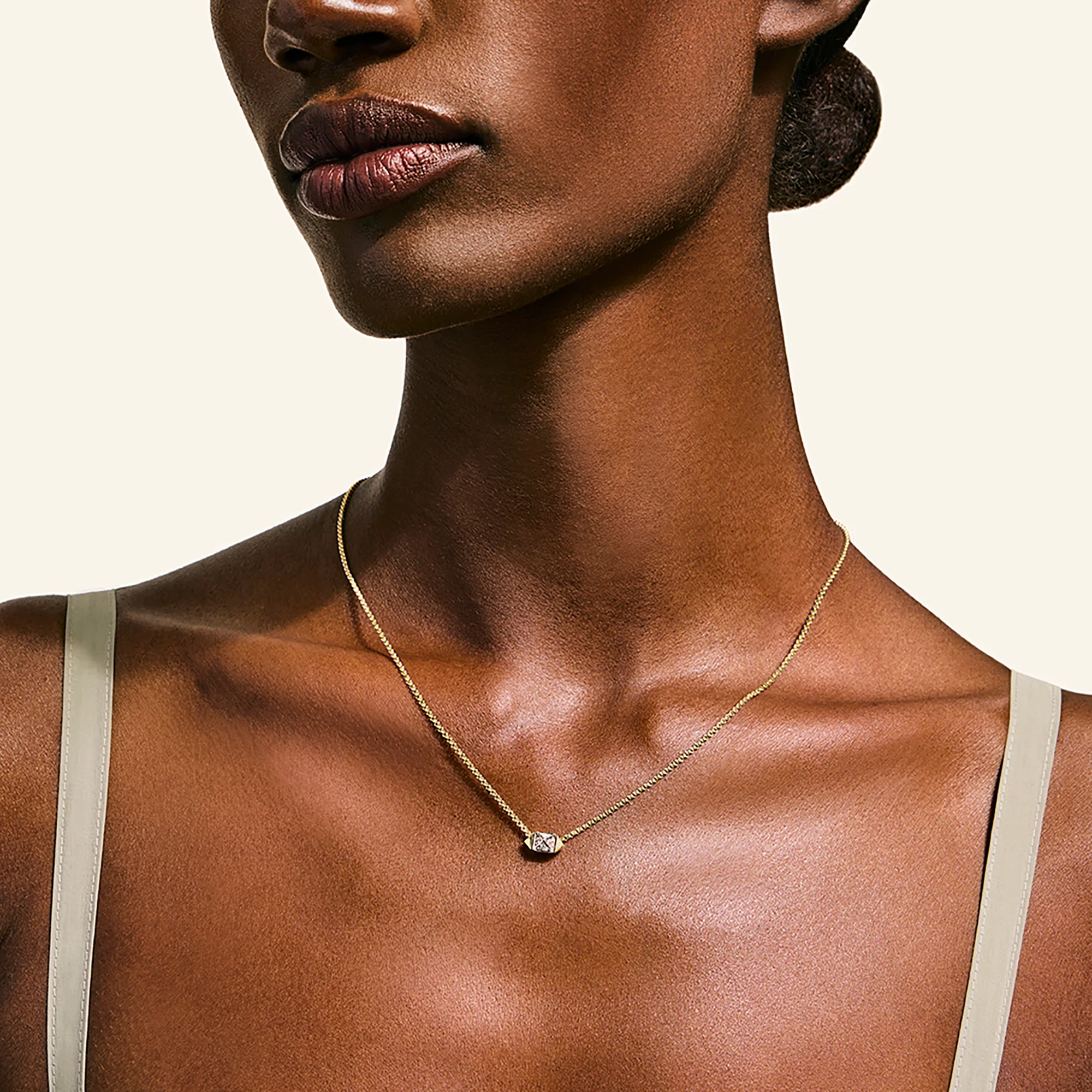 Icon Stud Necklace, Gold, Diamonds, 1.5MM|NGGX972052DI - Image 4
