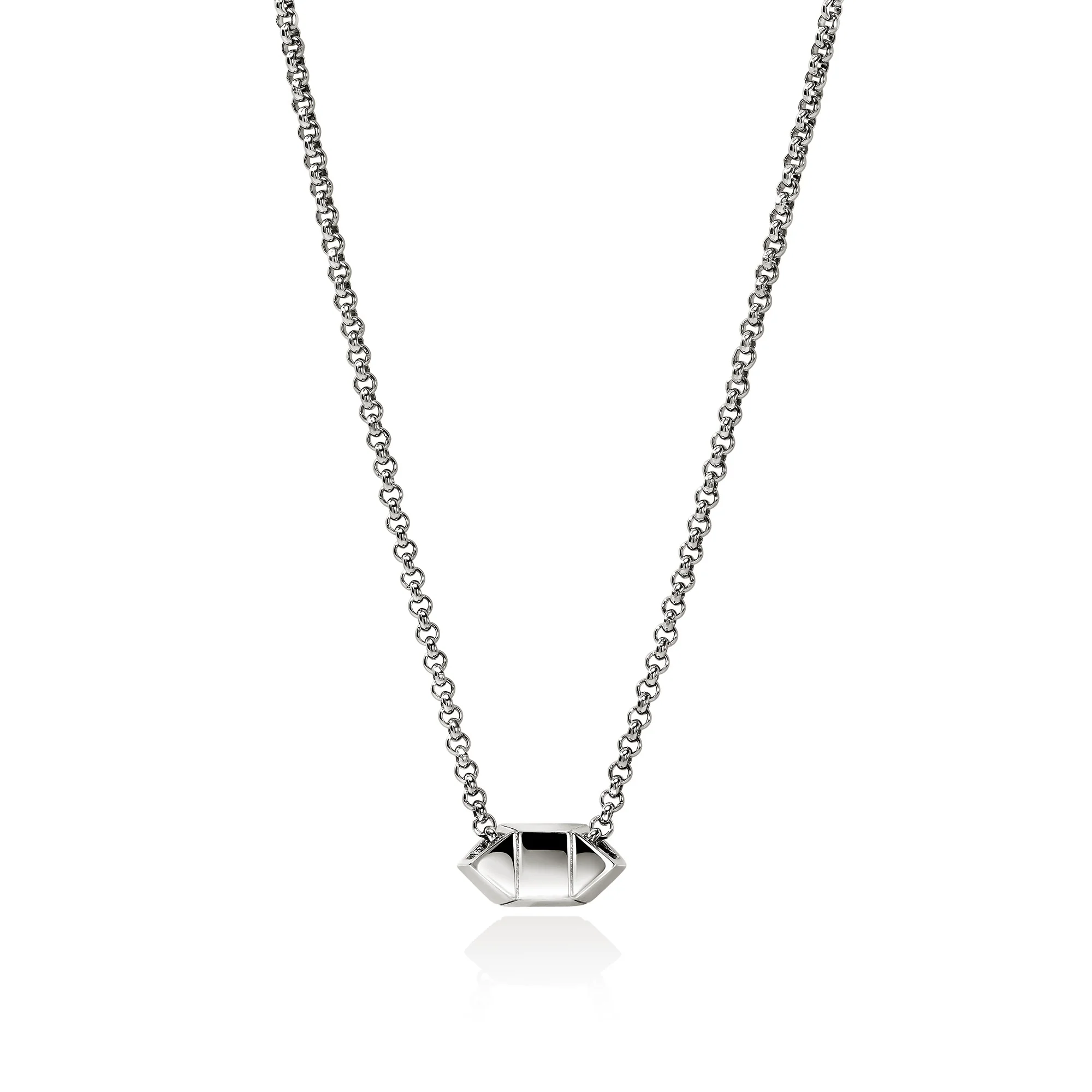 Icon Stud Necklace, Sterling Silver, Diamonds, 1.5MM|NBP972052DI - Image 3