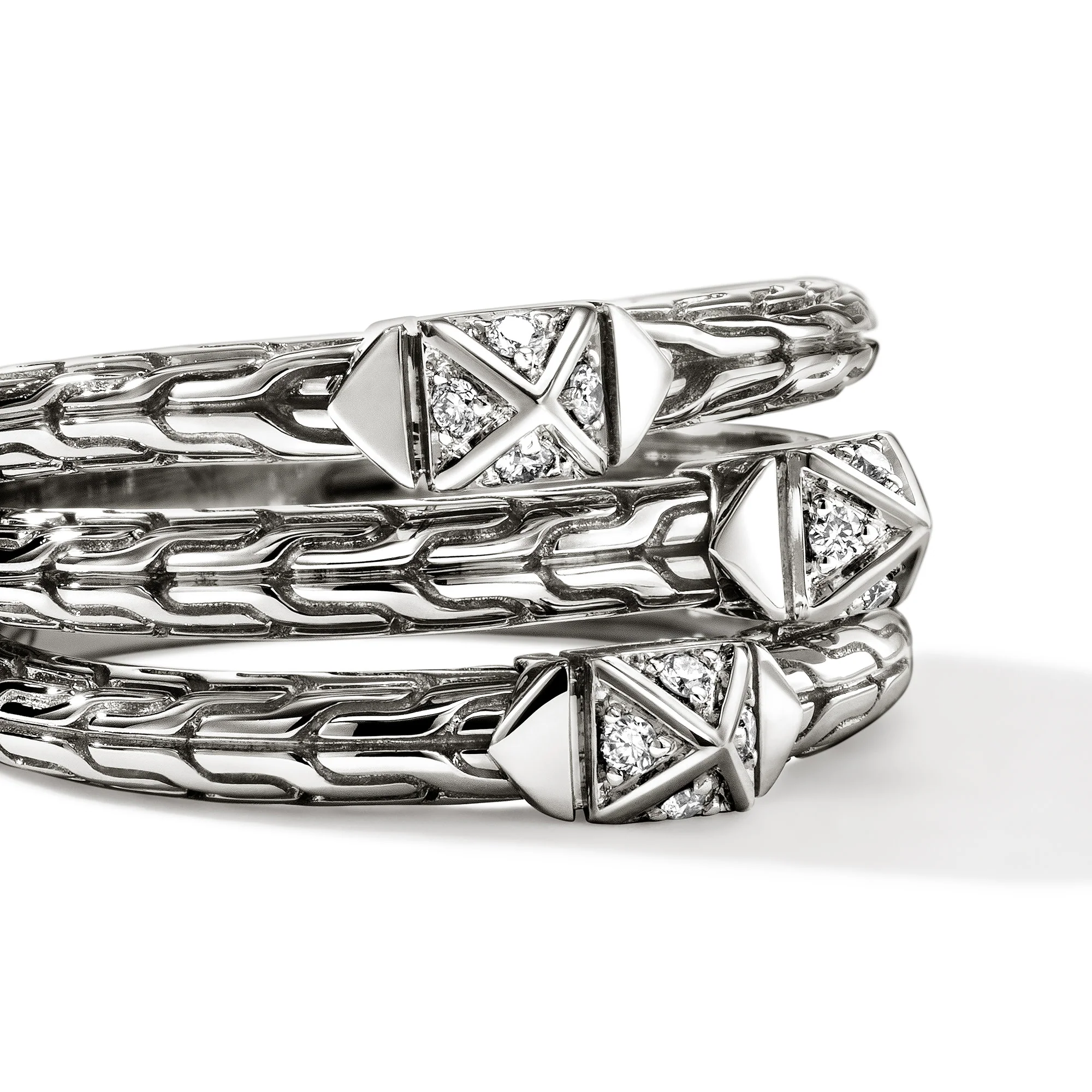 Icon Stud Triple Row Ring, Sterling Silver, Diamonds|RBP972012DI - Image 2