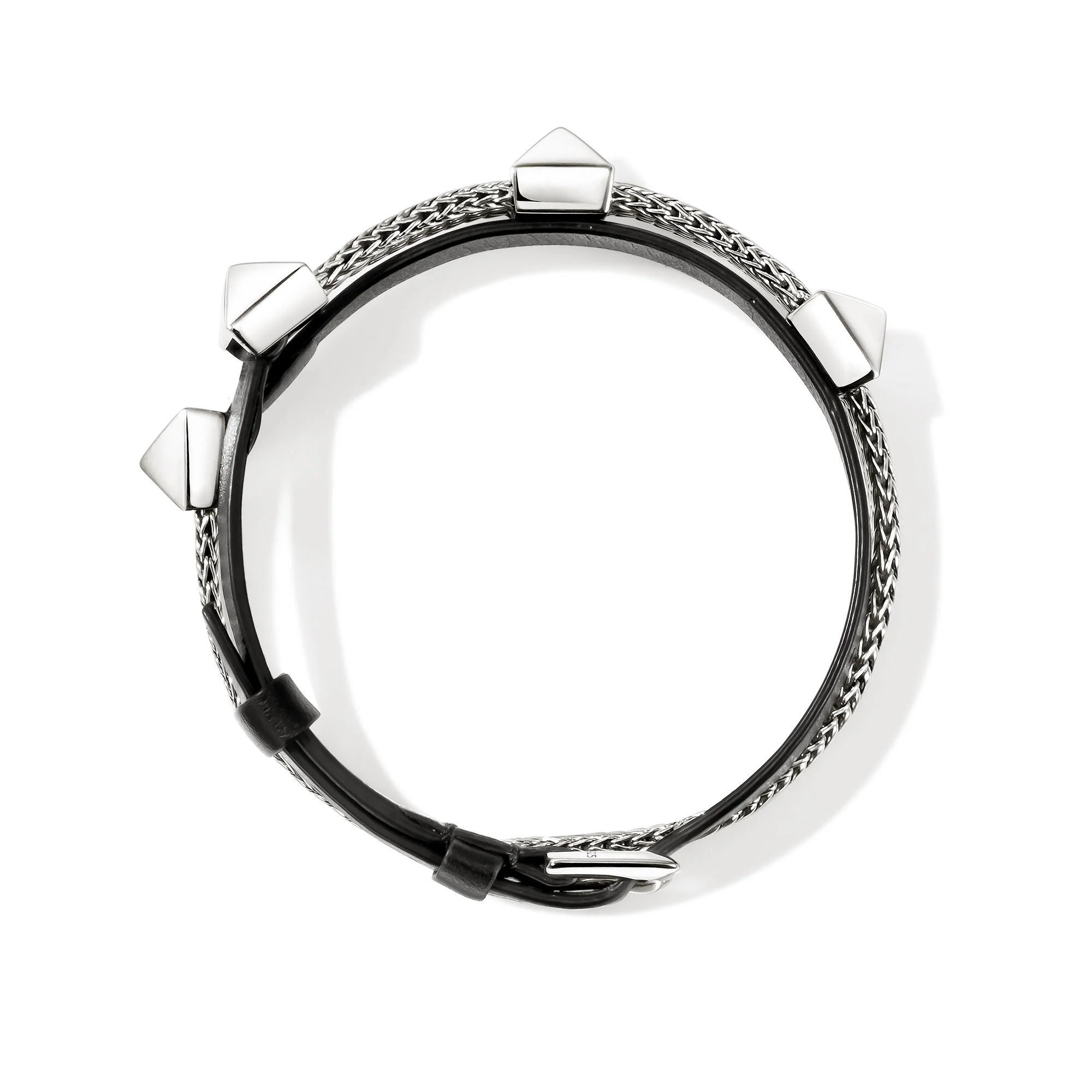 Icon Stud Wrap Bracelet, Sterling Silver, Leather, 6MM|BU97211BL - Image 3