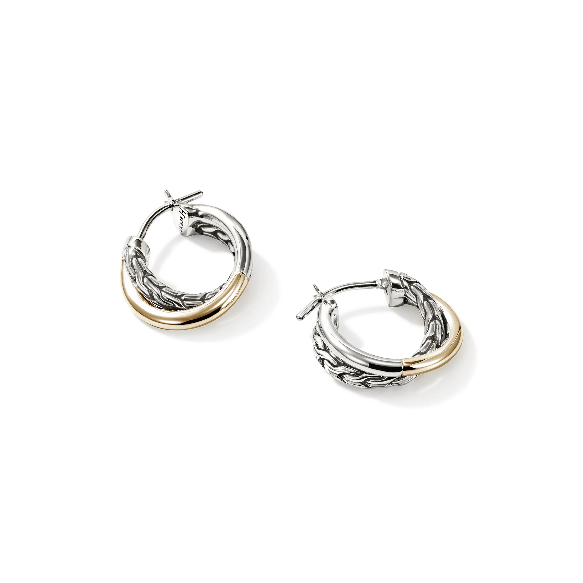 JH Essential Crossover Hoop Earring, Gold, Sterling Silver, 15MM|EZZ98713 - Image 3