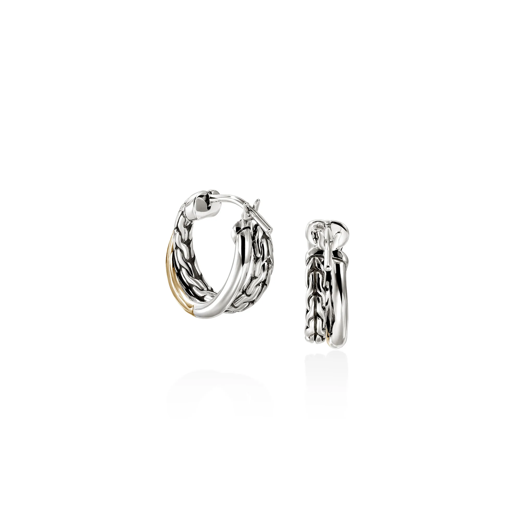 JH Essential Crossover Hoop Earring, Gold, Sterling Silver, 15MM|EZZ98713 - Image 4