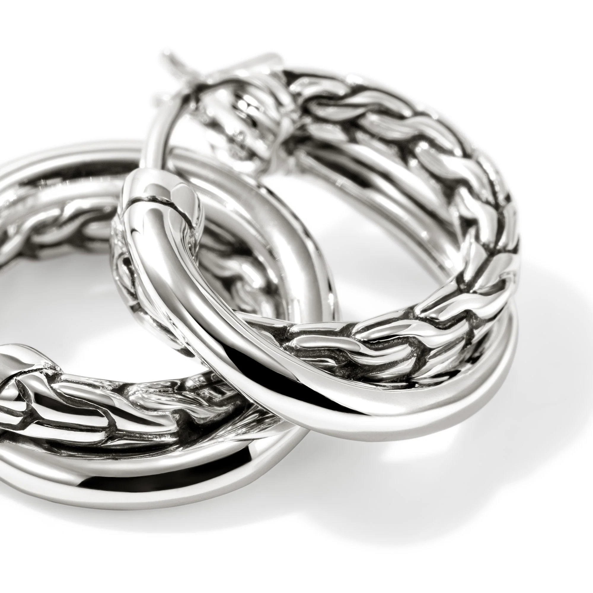 JH Essential Crossover Hoop Earring, Sterling Silver, 14.5MM|EB98713 - Image 2