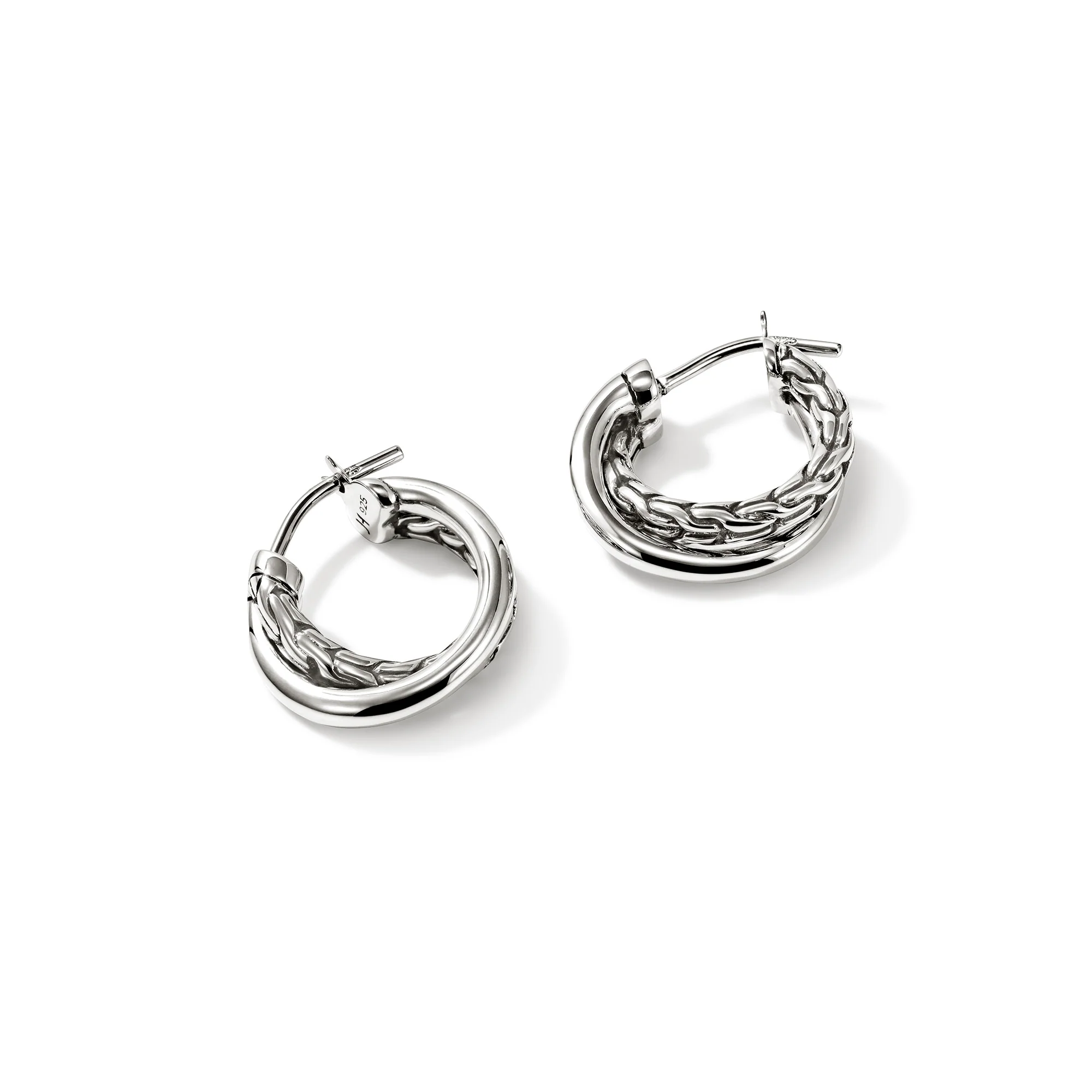JH Essential Crossover Hoop Earring, Sterling Silver, 14.5MM|EB98713 - Image 3