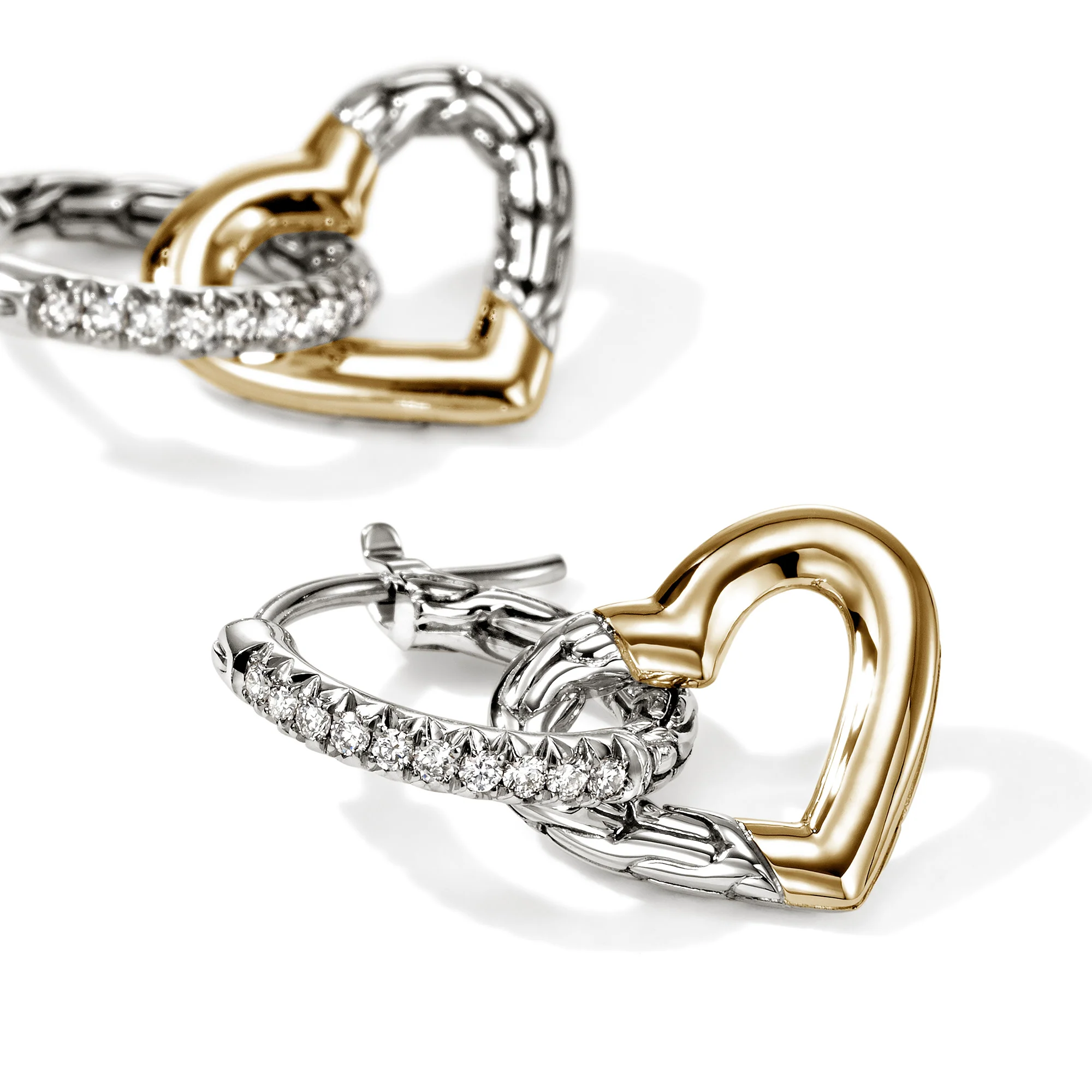 JH Essential Heart Drop Earrings, Gold, Sterling Silver, Diamonds|EZZP989712DI - Image 2