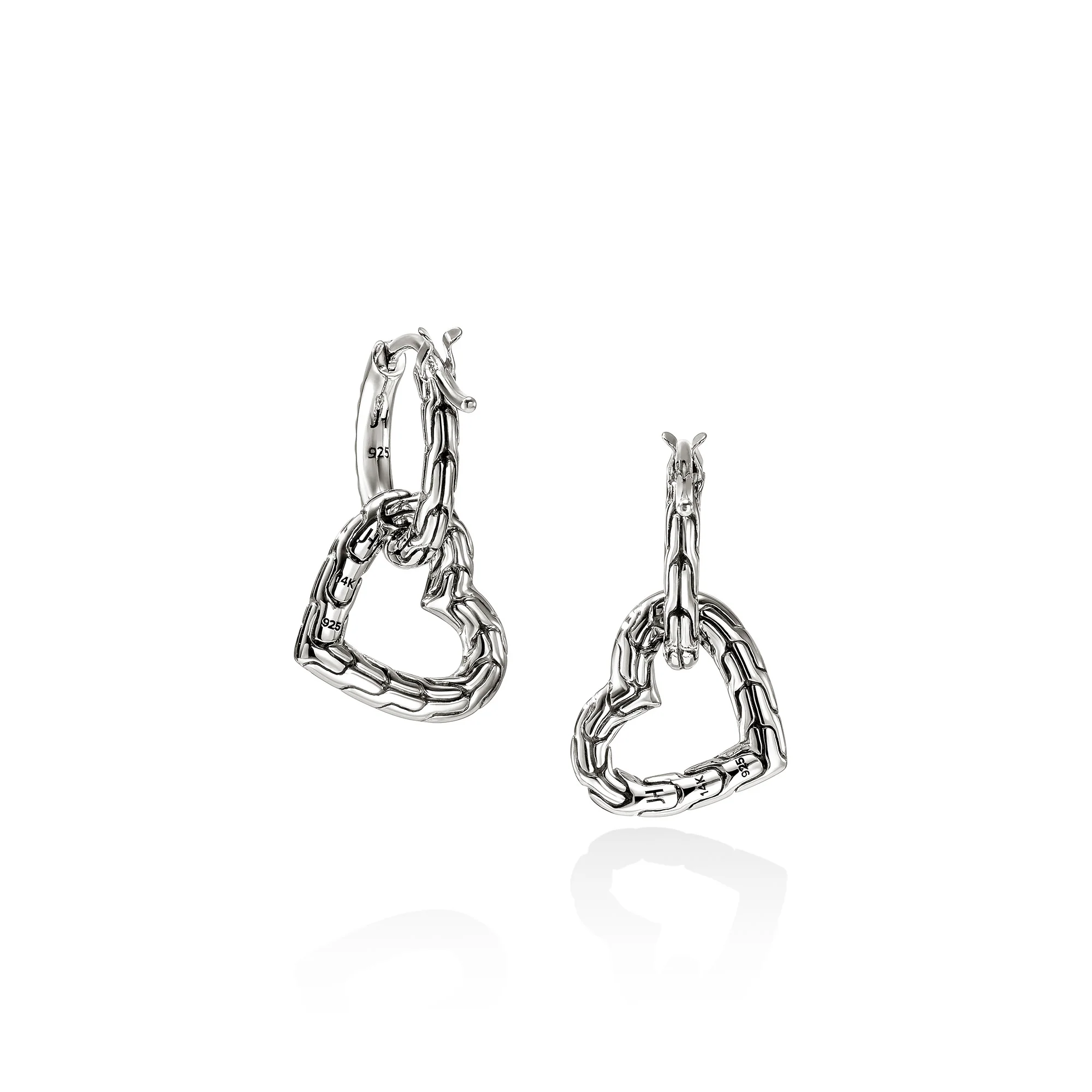 JH Essential Heart Drop Earrings, Gold, Sterling Silver, Diamonds|EZZP989712DI - Image 3