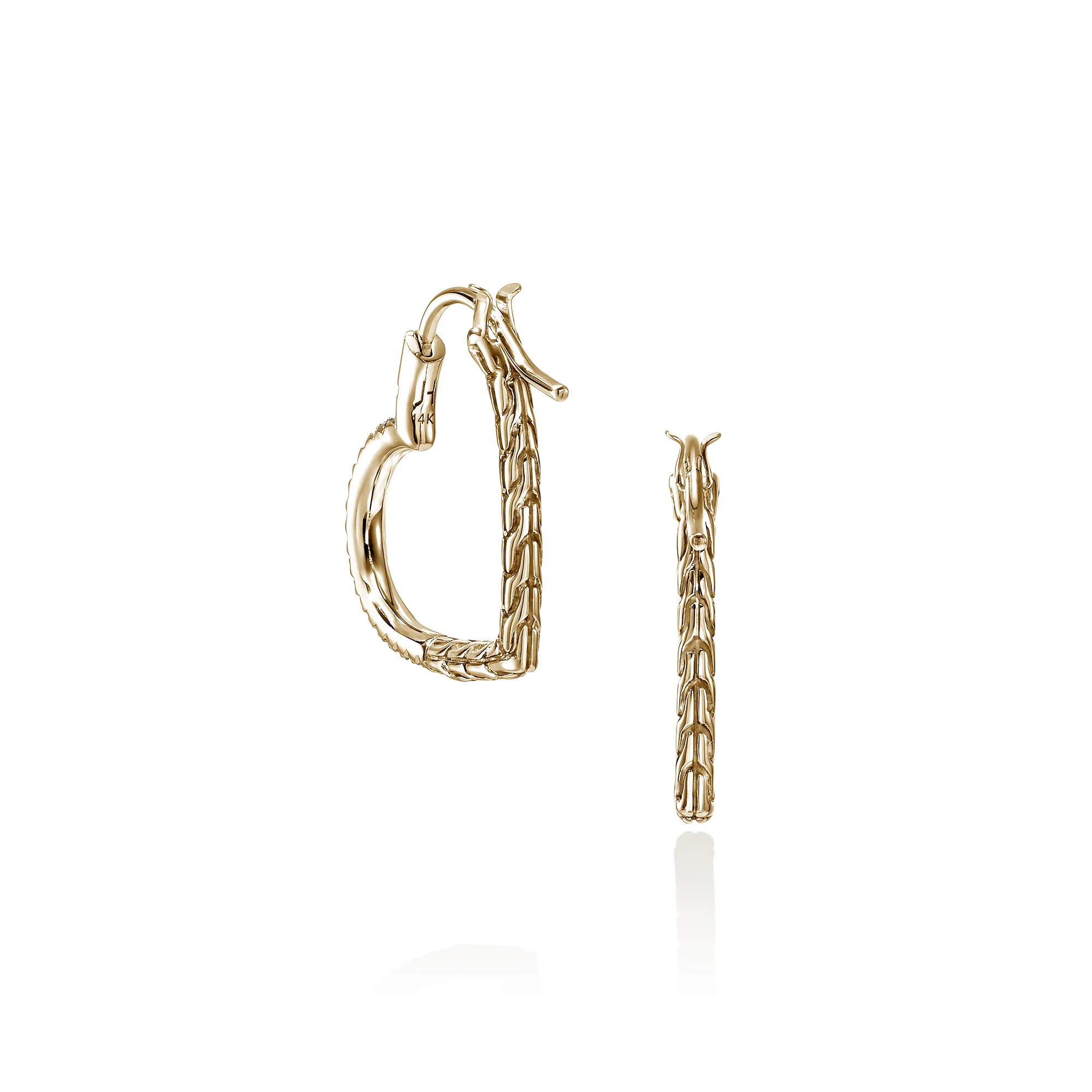 JH Essential Heart Hoop Earrings, Gold, Diamonds, 21MM|EGGX989682DI - Image 3