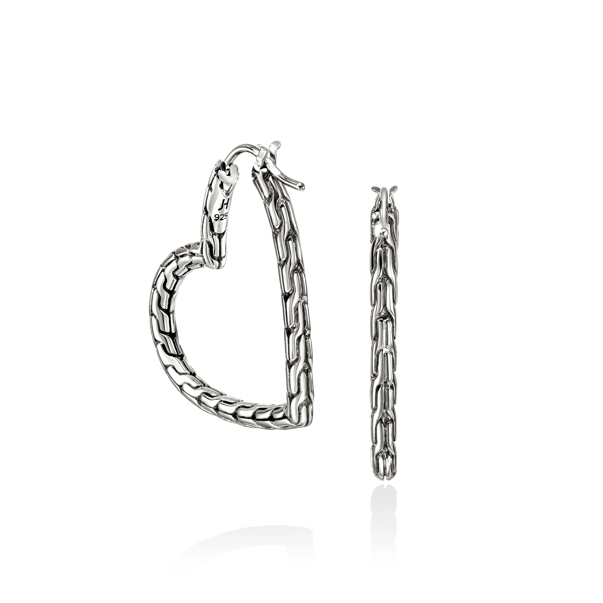 JH Essential Heart Hoop Earrings, Sterling Silver, 31.7MM|EB98969 - Image 3