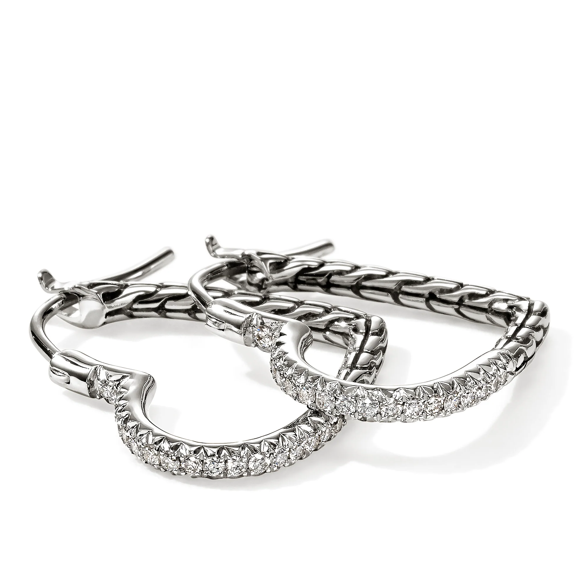 JH Essential Heart Hoop Earrings, Sterling Silver, Diamonds, 21MM|EBP989682DI - Image 2