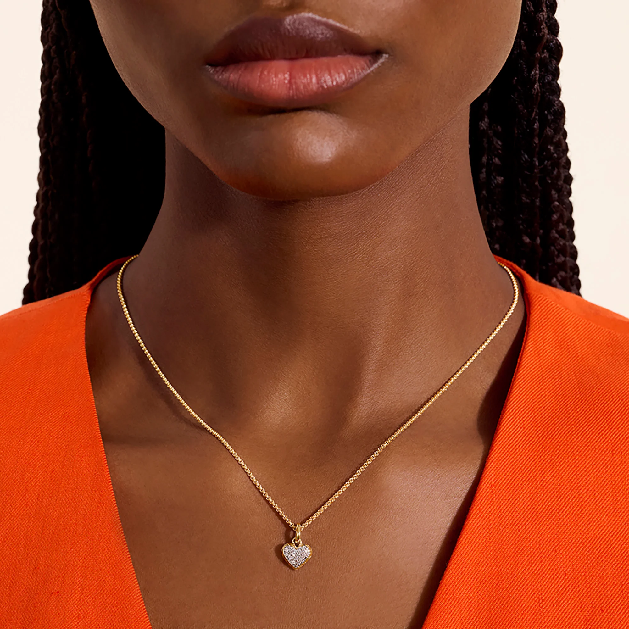JH Essential Heart Pendant Necklace, Gold, Diamonds, 1.5MM|NGGX989732DI - Image 4