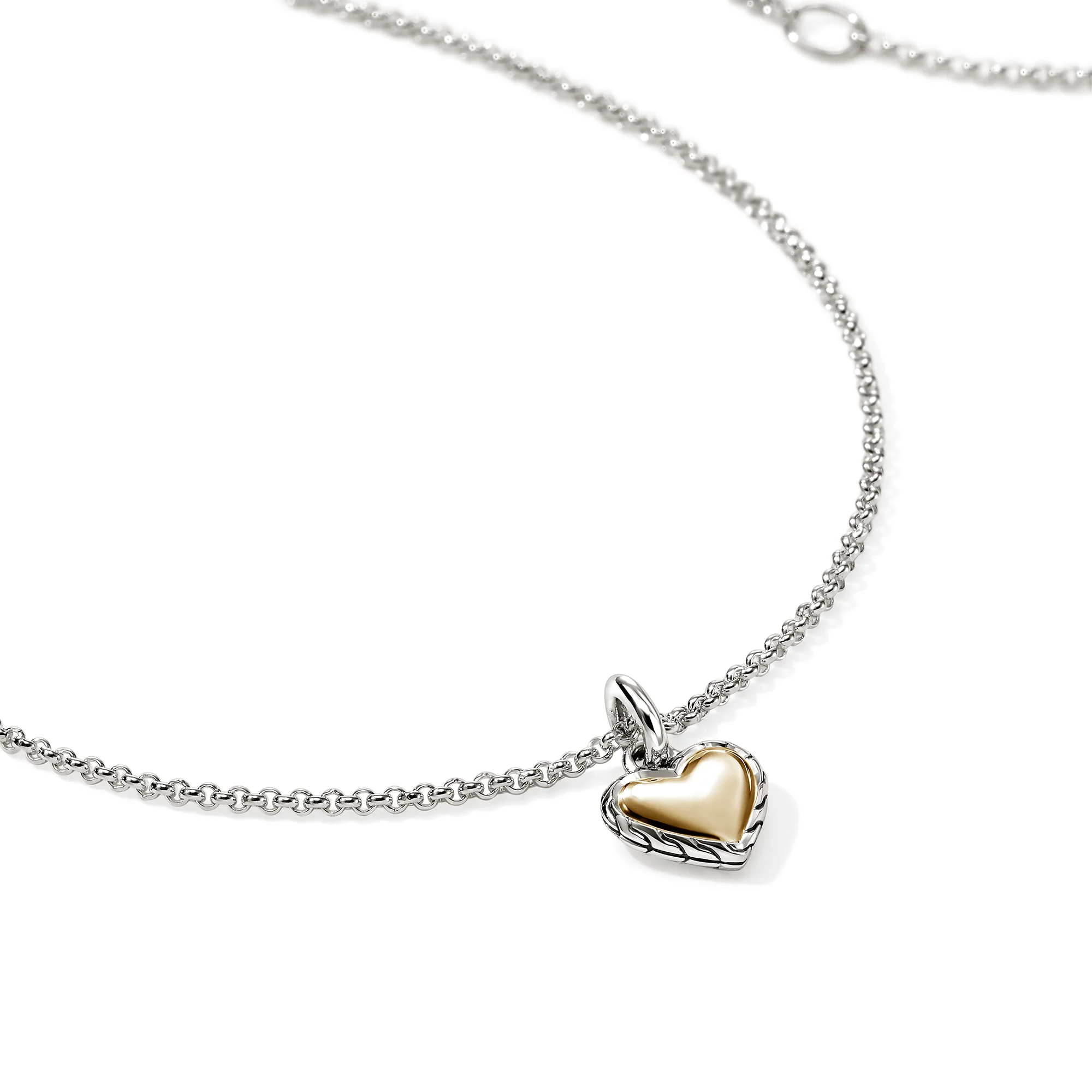 JH Essential Heart Pendant Necklace, Sterling Silver, Gold, 1.5MM|NZZ98974 - Image 2