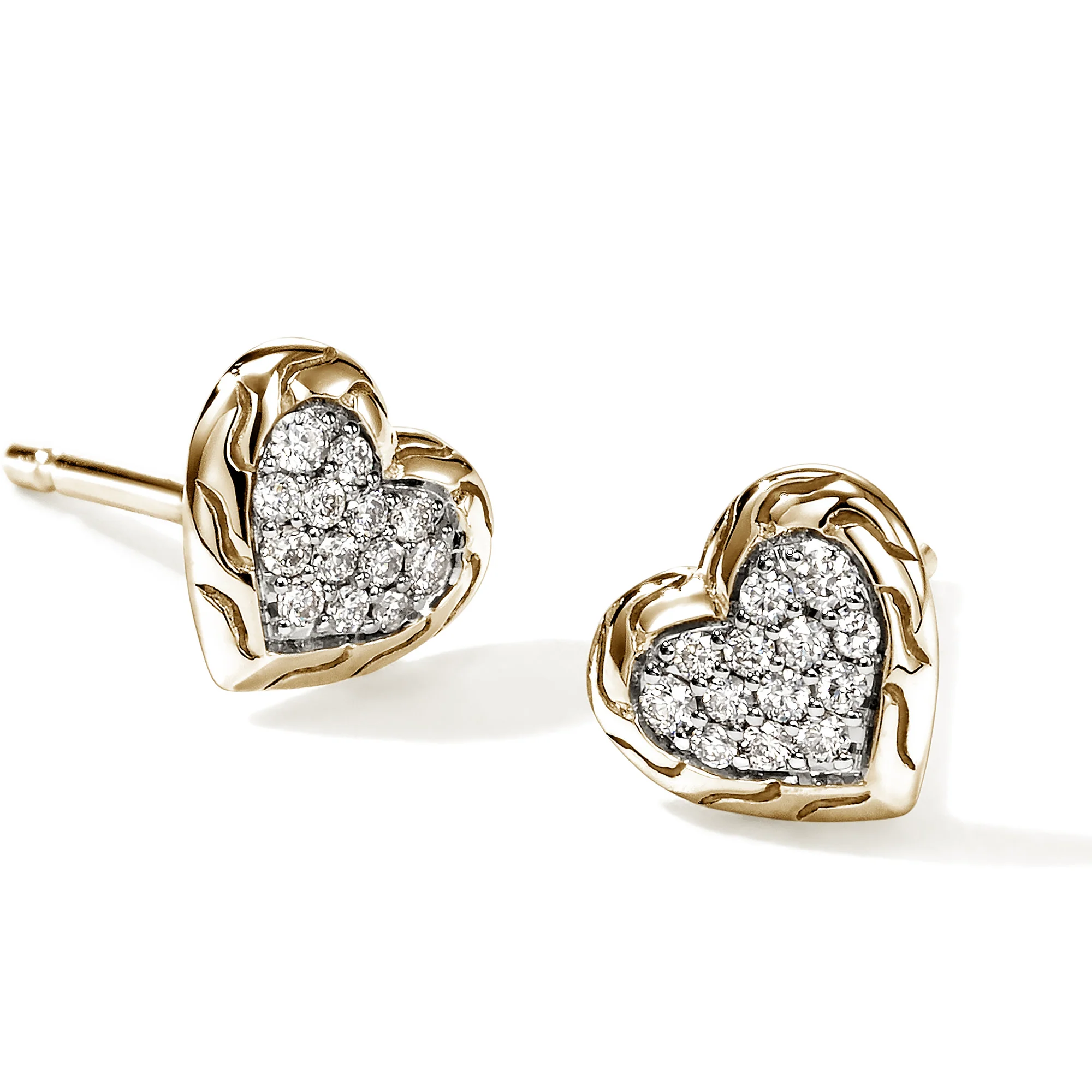 JH Essential Heart Stud Earrings, Gold, Diamonds|EGGX989662DI - Image 2