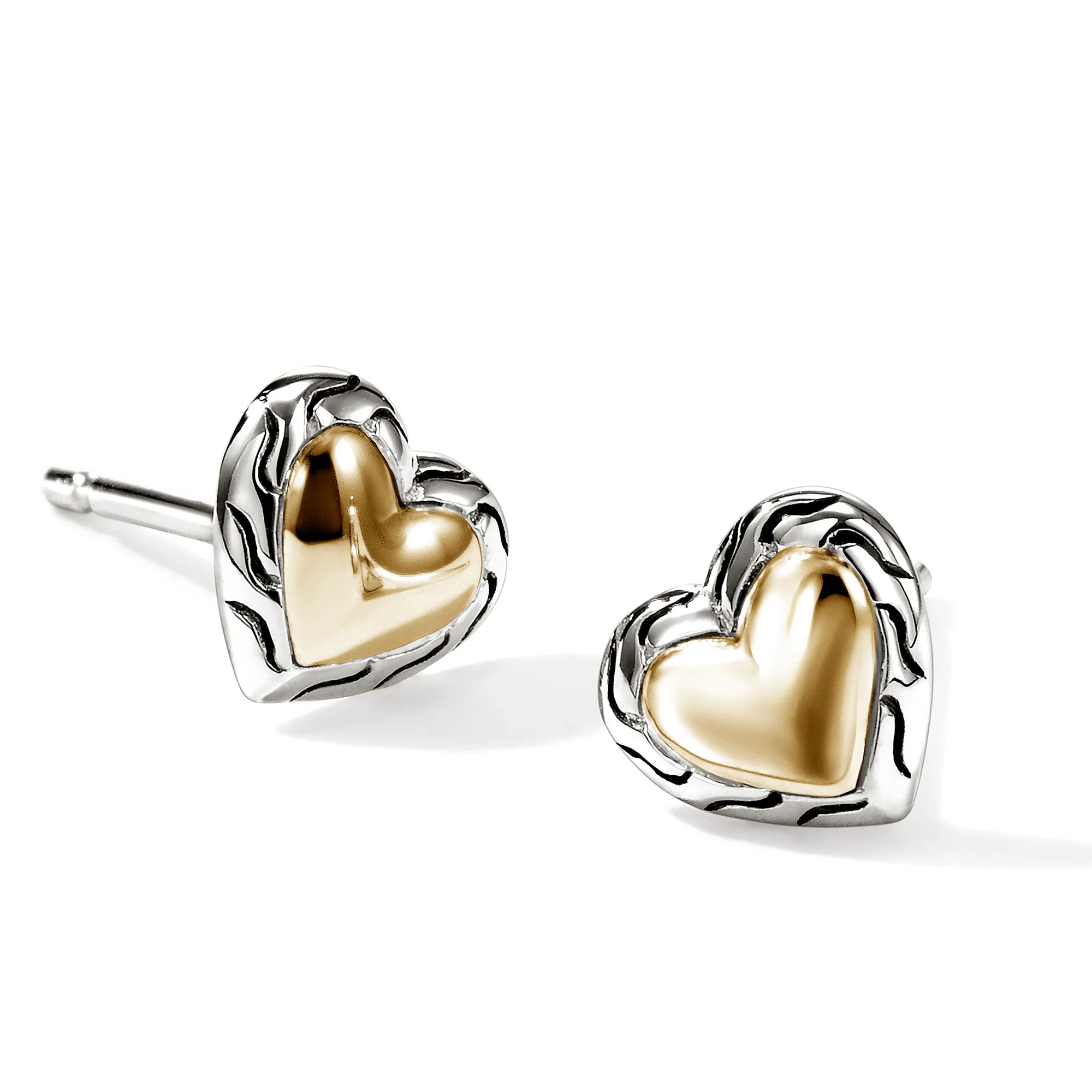 JH Essential Heart Stud Earrings, Gold, Sterling Silver|EZZ98967 - Image 2