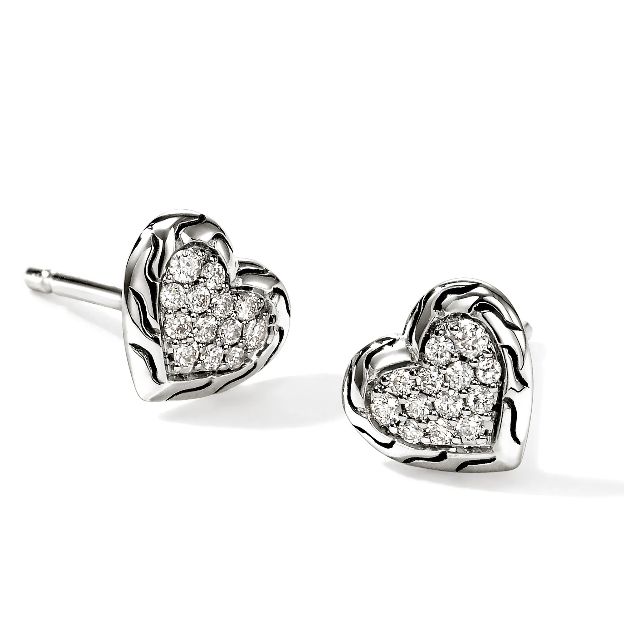 JH Essential Heart Stud Earrings, Sterling Silver, Diamonds|EBP989662DI - Image 2