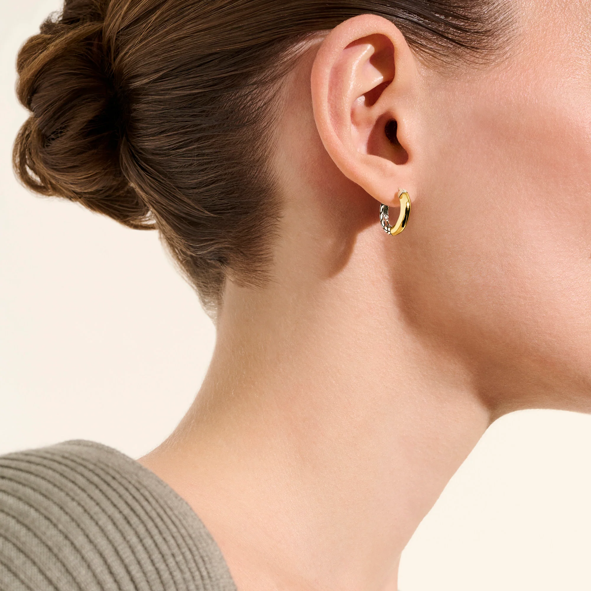 JH Essential Hoop Earring, Gold, Sterling Silver, 14MM|EZZ98709 - Image 5