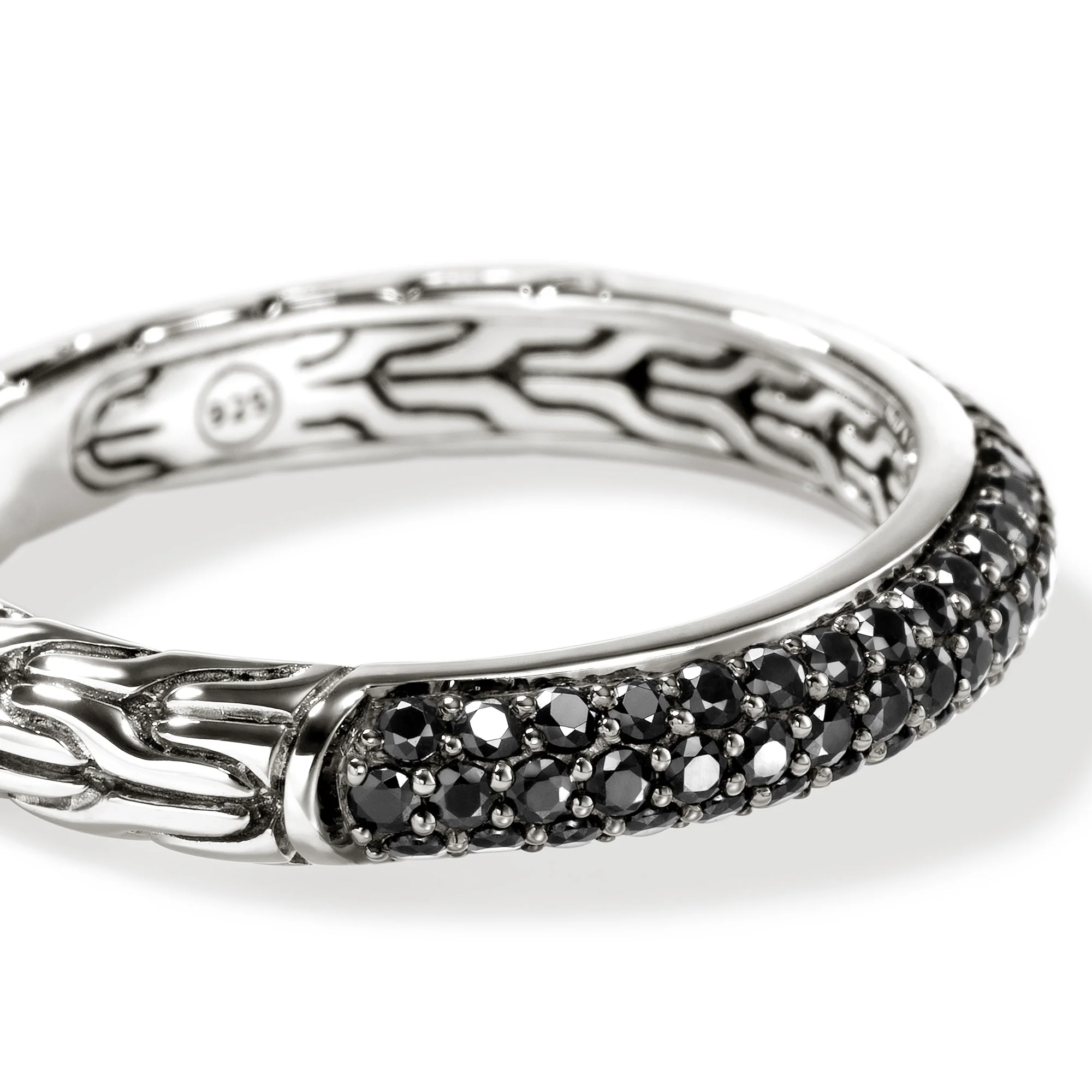 JH Essential Pavé Band Ring, Sterling Silver, Gemstones, 3.5MM|RBS987054BLS - Image 2