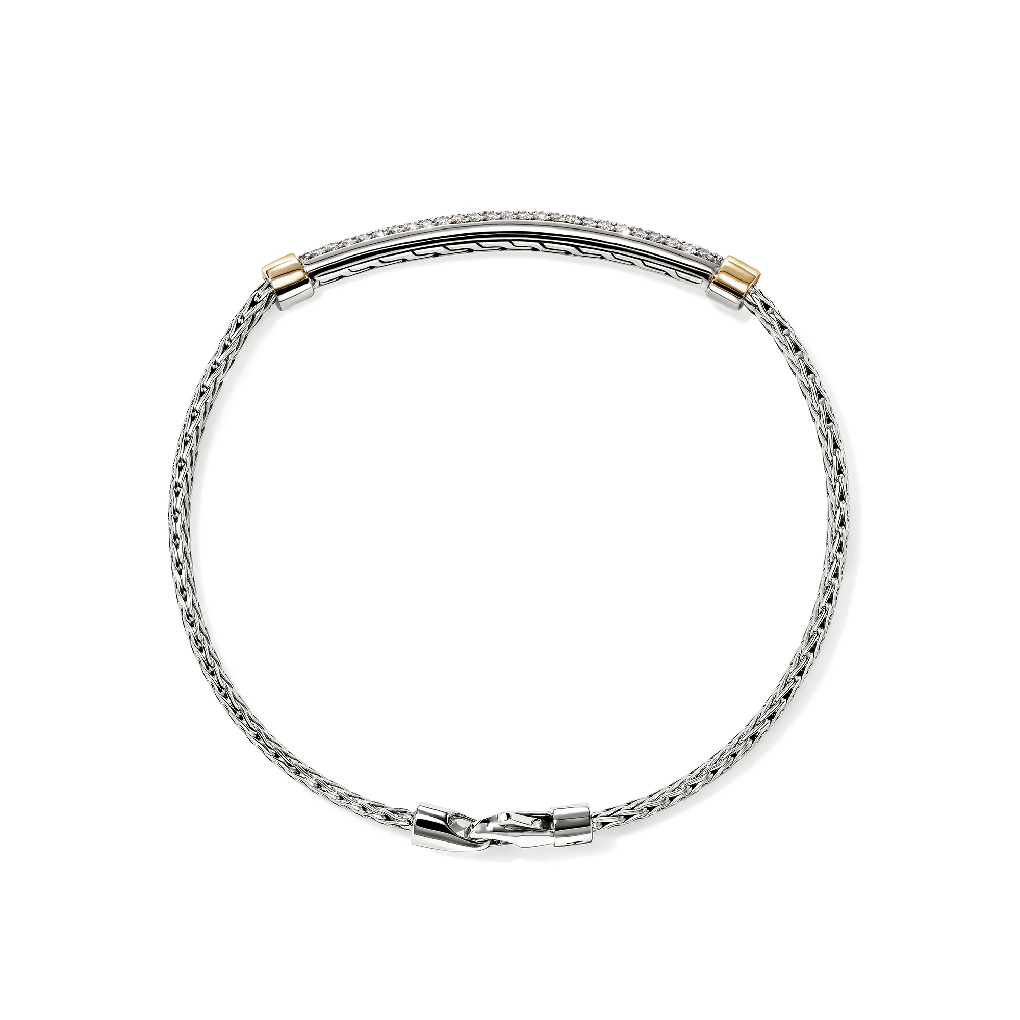 JH Essential Pave Bracelet, Gold, Sterling Silver, Diamonds, 2.5MM|BUZZP988662DI - Image 4