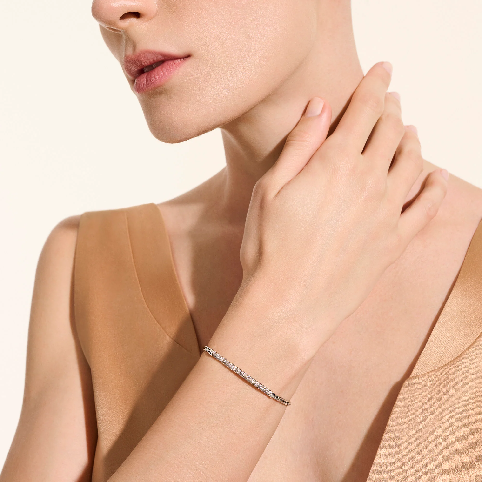 JH Essential Pavé Bracelet, Sterling Silver, Diamonds, 2.5MM|BUP987082DI - Image 6