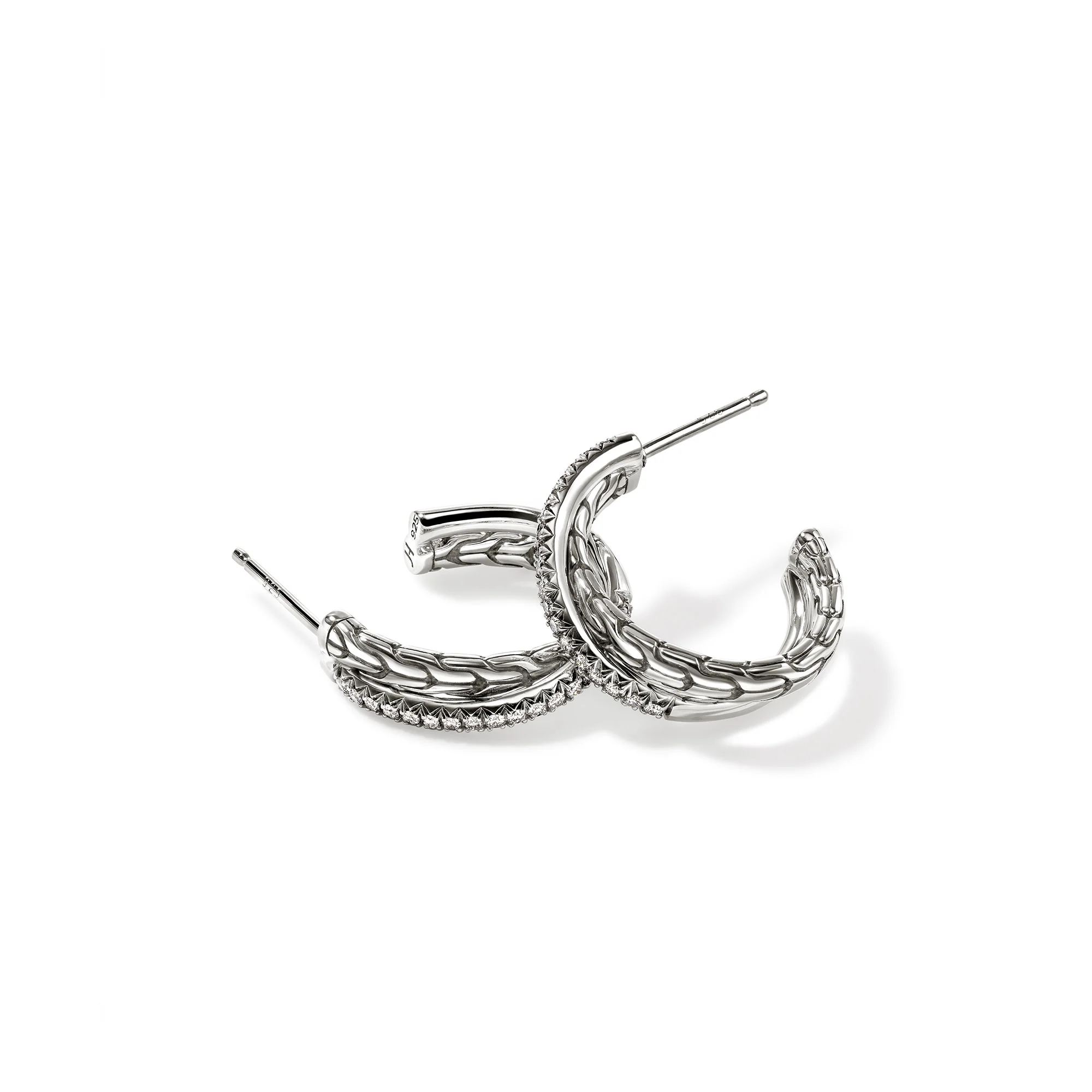 JH Essential Pavé Crossover Earring, Sterling Silver, Diamonds, 20.5MM|EBP987142DI - Image 3