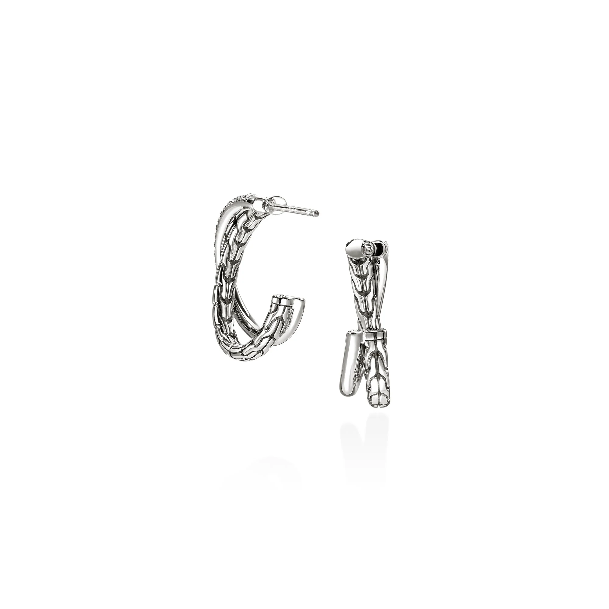 JH Essential Pavé Crossover Earring, Sterling Silver, Diamonds, 20.5MM|EBP987142DI - Image 4