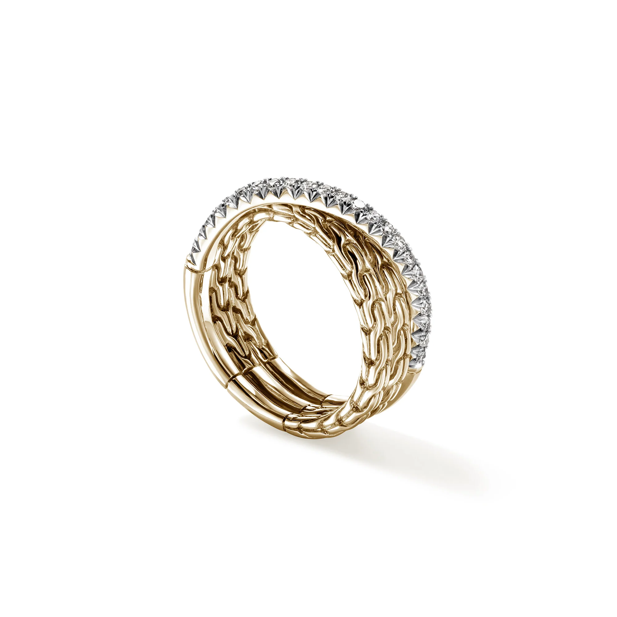 JH Essential Pavé Crossover Ring, Gold, Diamonds|RGGX987152DI - Image 3