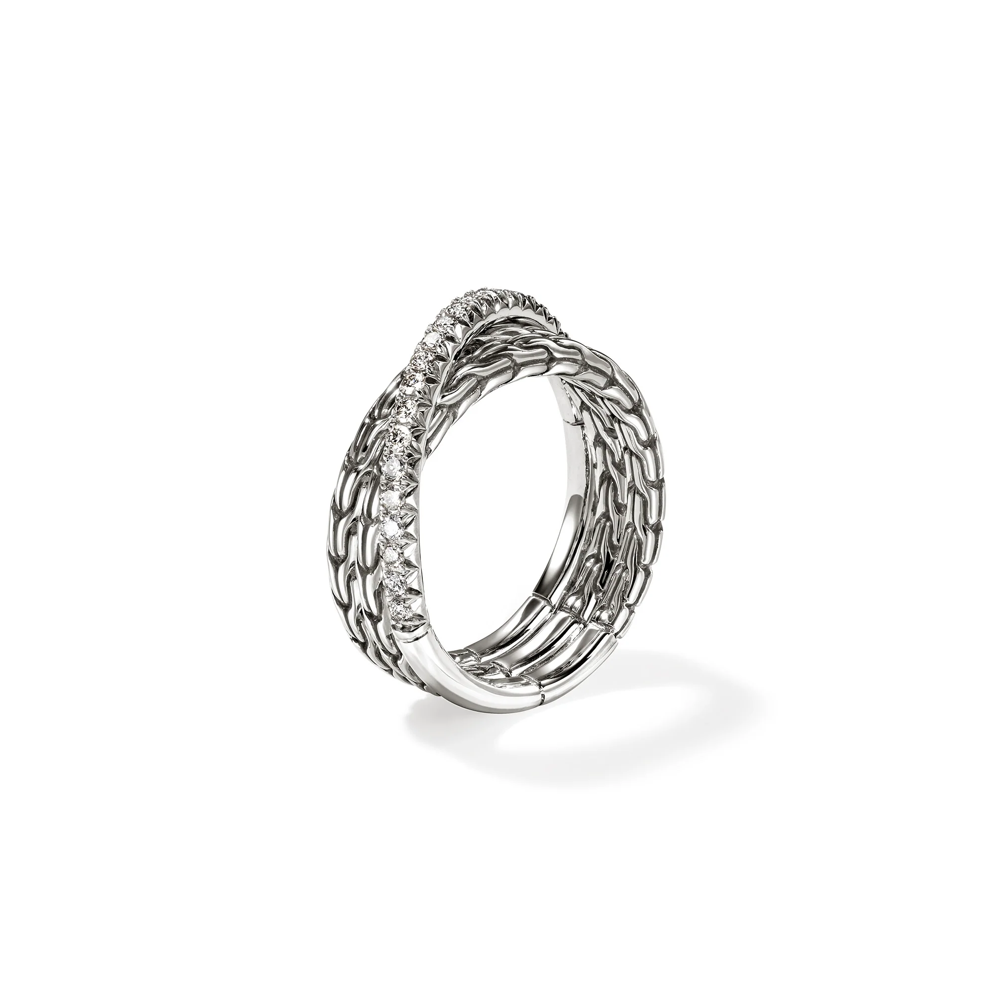 JH Essential Pavé Crossover Ring, Sterling Silver, Diamonds|RBP987152DI - Image 3