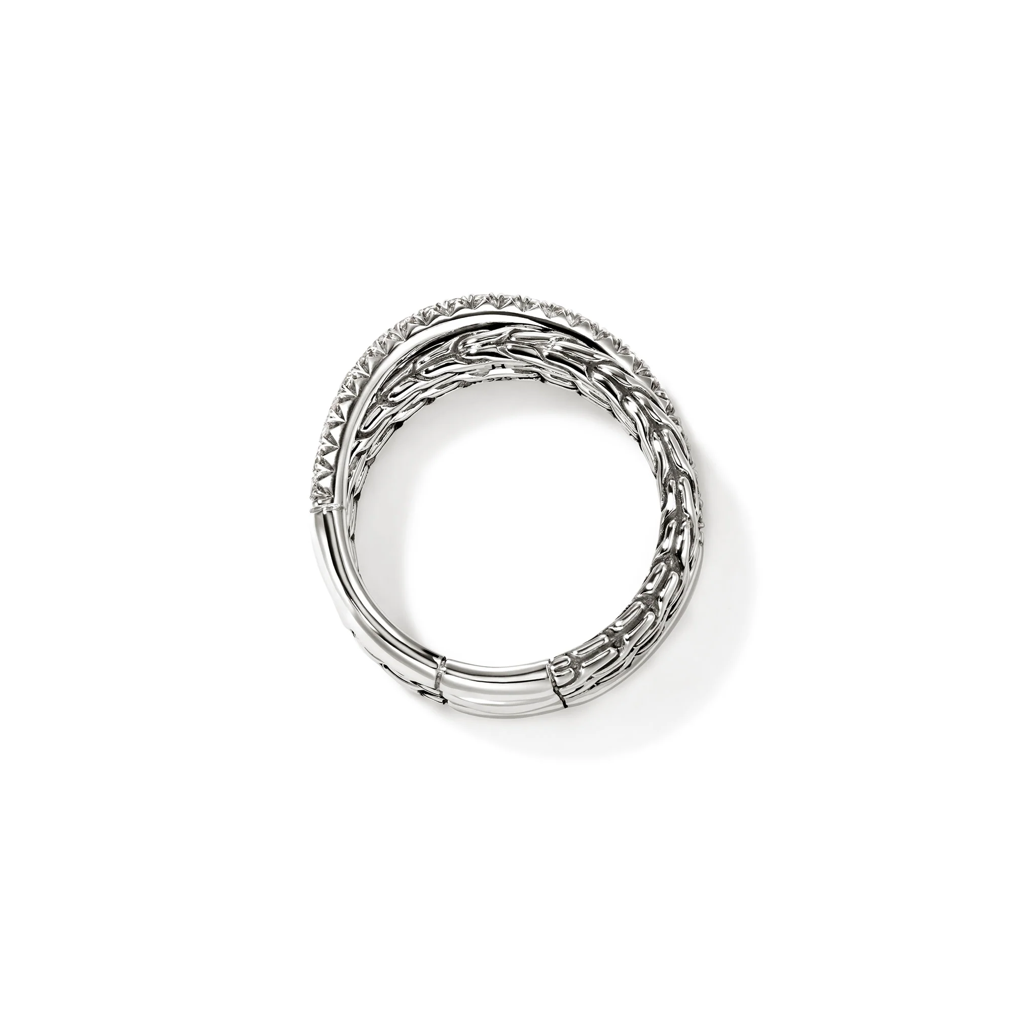 JH Essential Pavé Crossover Ring, Sterling Silver, Diamonds|RBP987152DI - Image 5