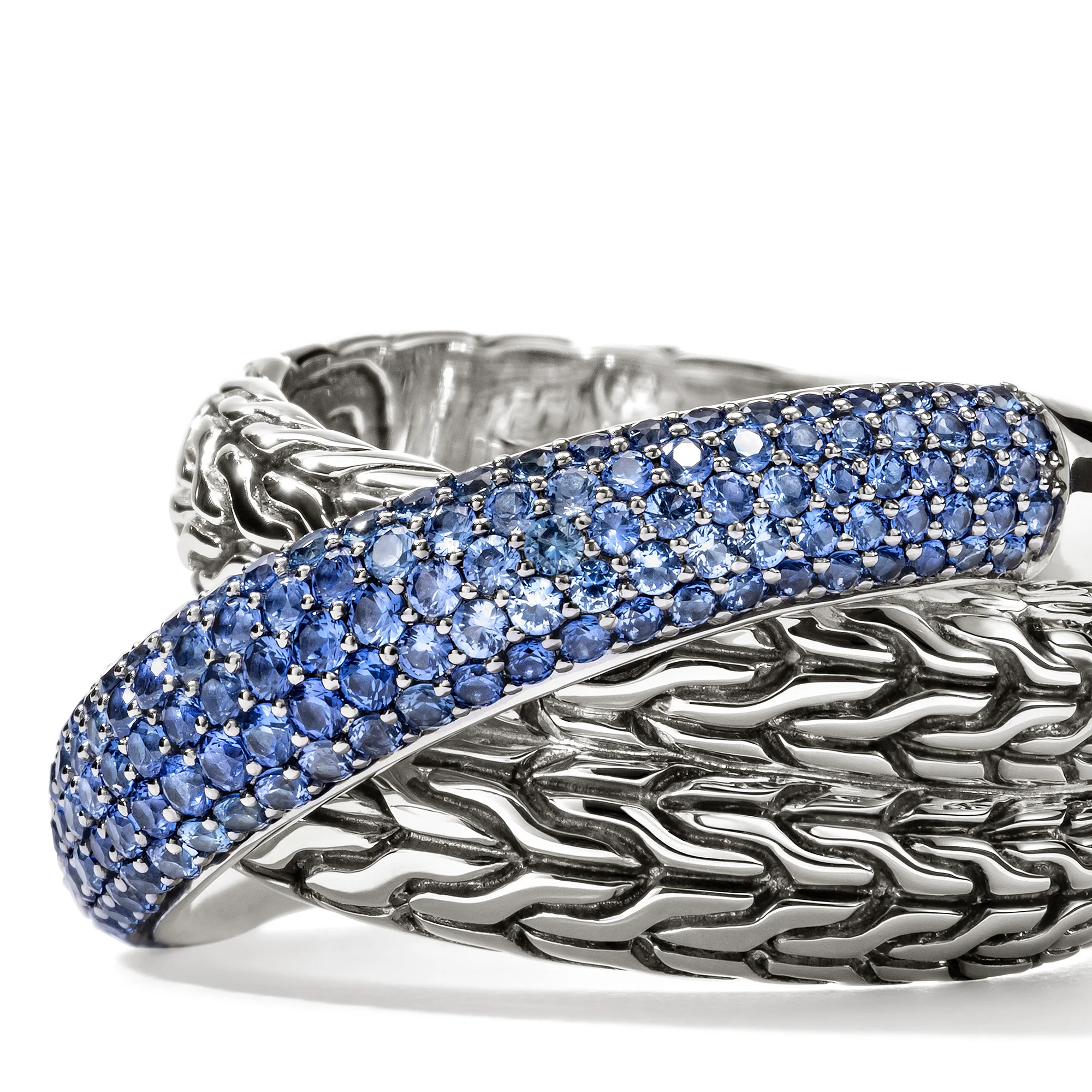 JH Essential Pavé Crossover Ring, Sterling Silver, Gemstones|RBS987164BSP - Image 2