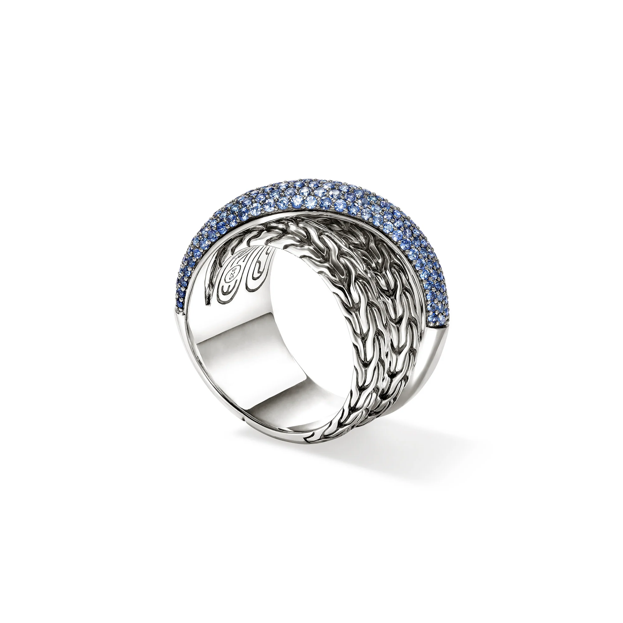 JH Essential Pavé Crossover Ring, Sterling Silver, Gemstones|RBS987164BSP - Image 3