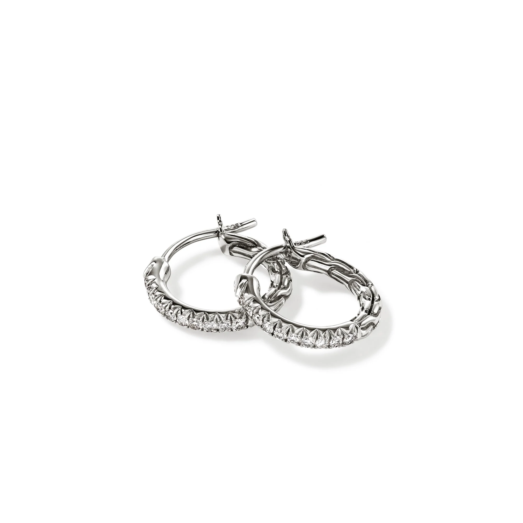 JH Essential Pavé Hoop Earring, Sterling Silver, Diamonds, 13MM|EBP987012DI - Image 3