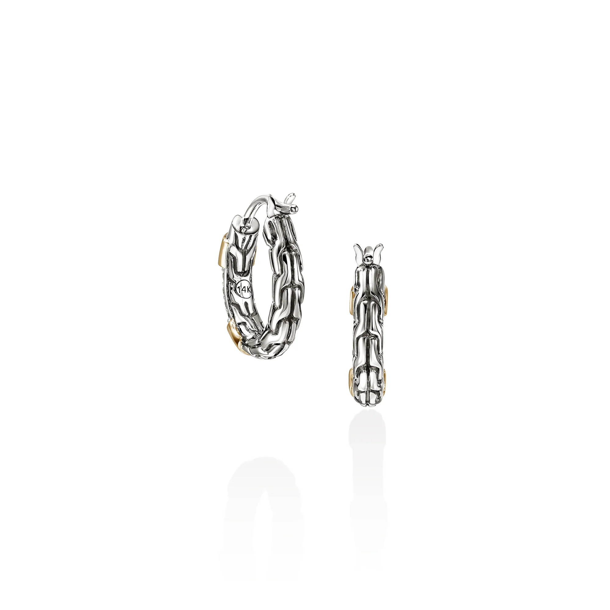 JH Essential Pave Hoop Earrings, Gold, Sterling Silver, Diamonds, 14.5MM|EZZP988672DI - Image 3