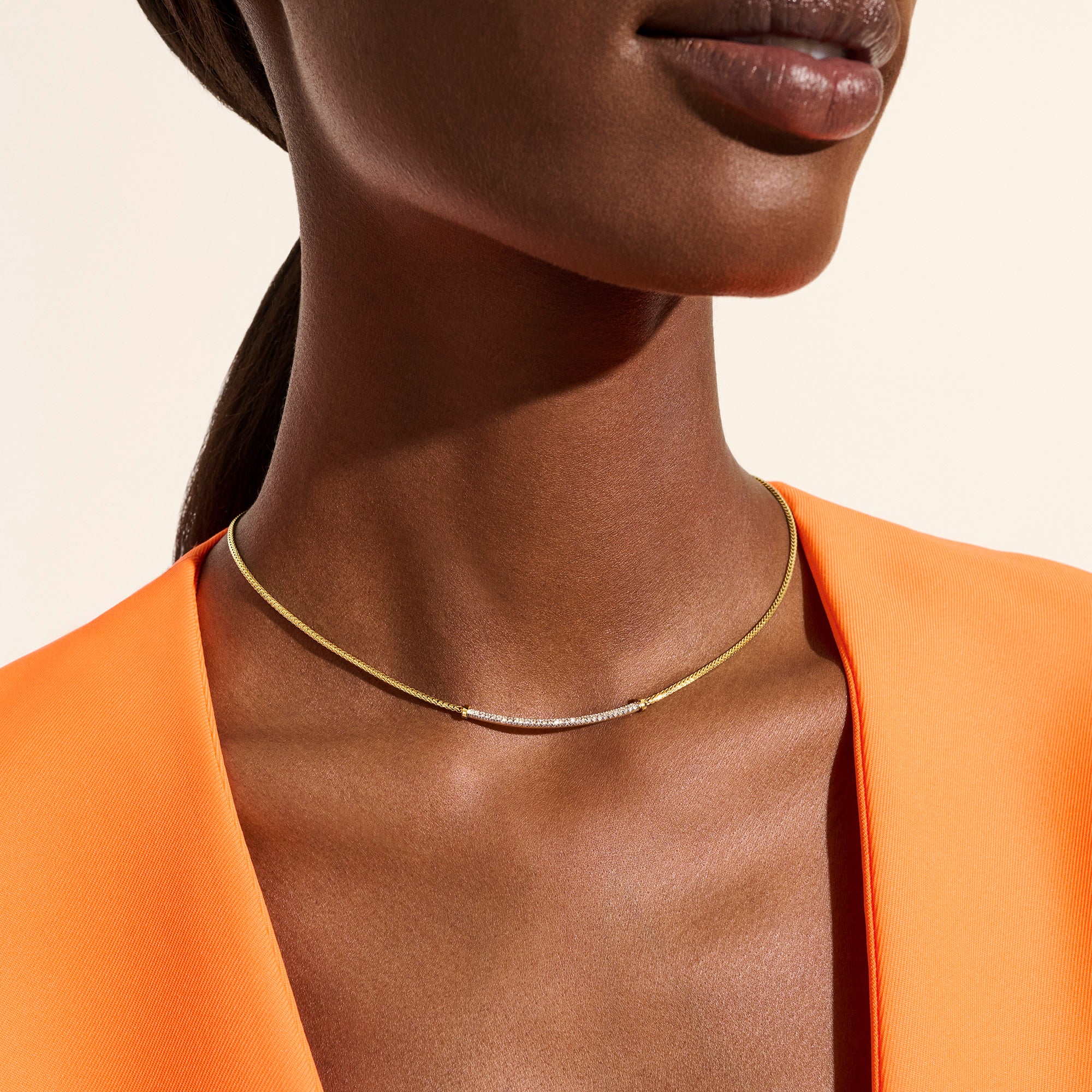JH Essential Pavé Necklace, Gold, Diamonds, 1.8MM|NGGX986972DI - Image 5