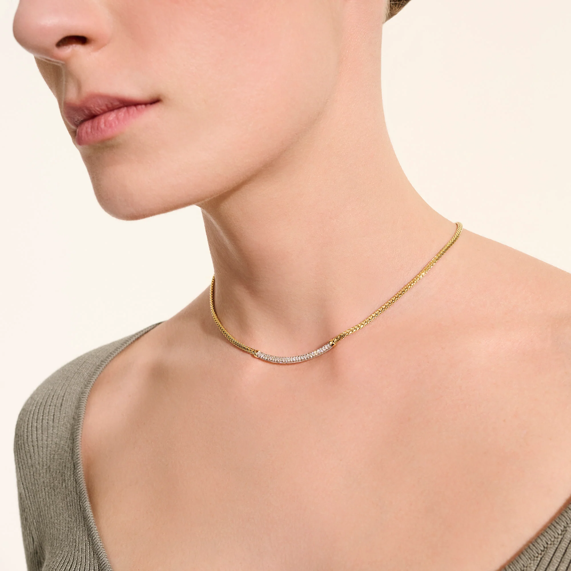 JH Essential Pavé Necklace, Gold, Diamonds, 2.5MM|NGGX986982DI - Image 5