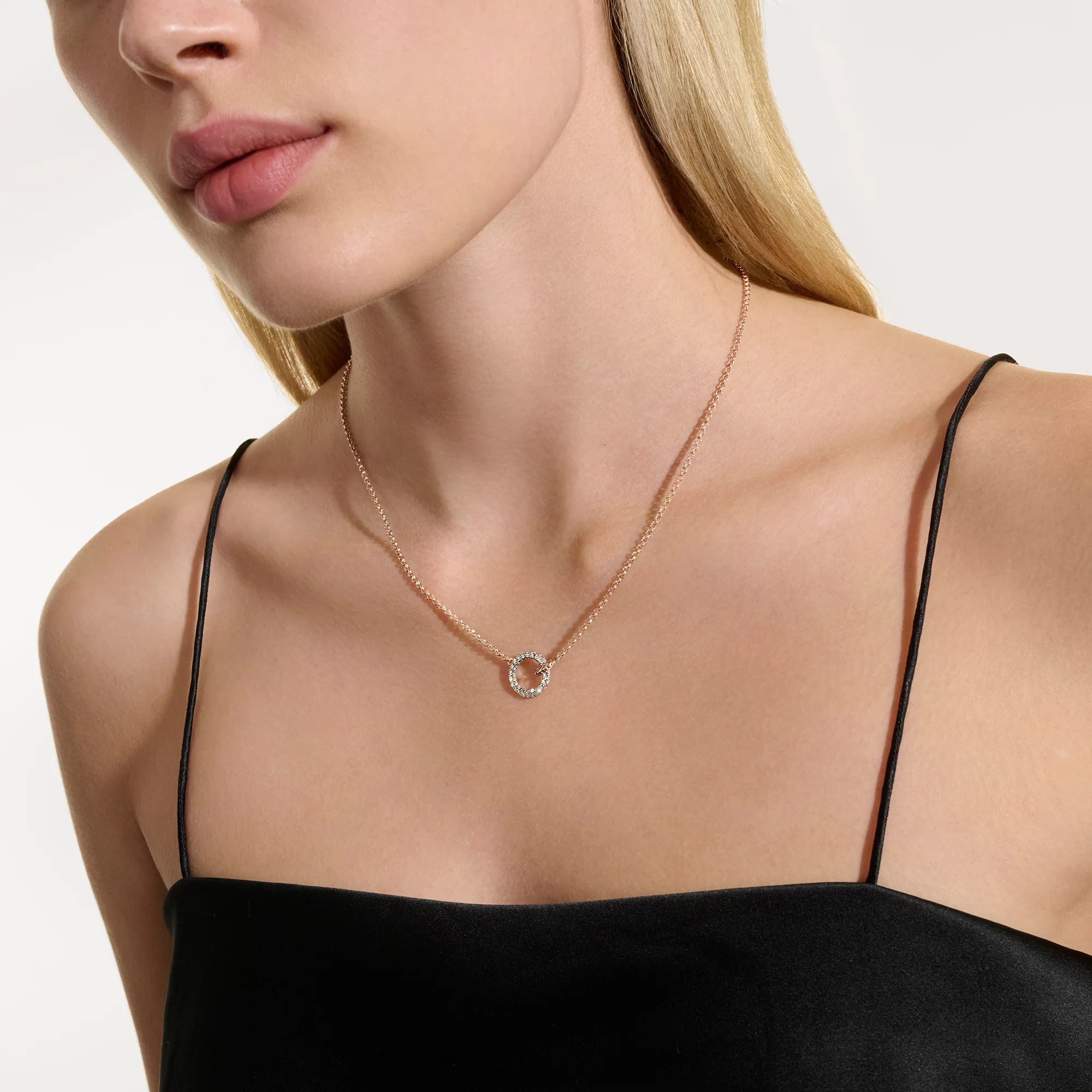 JH Essential Pavé Necklace, Rose Gold, Diamonds, 2MM|NGGX987802RDI - Image 5