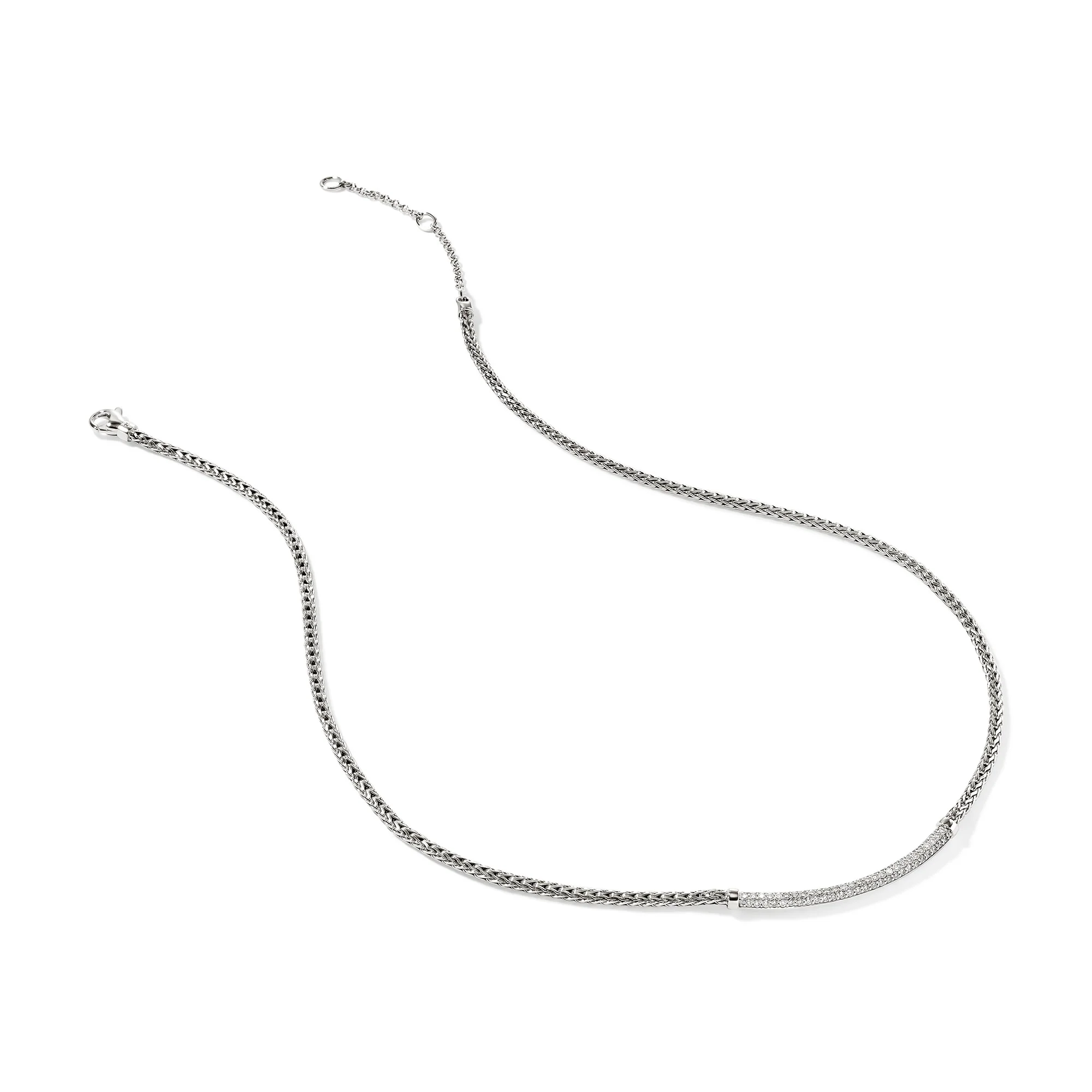 JH Essential Pavé Necklace, Sterling Silver, Diamonds, 2.5MM|NBP986982DI - Image 3