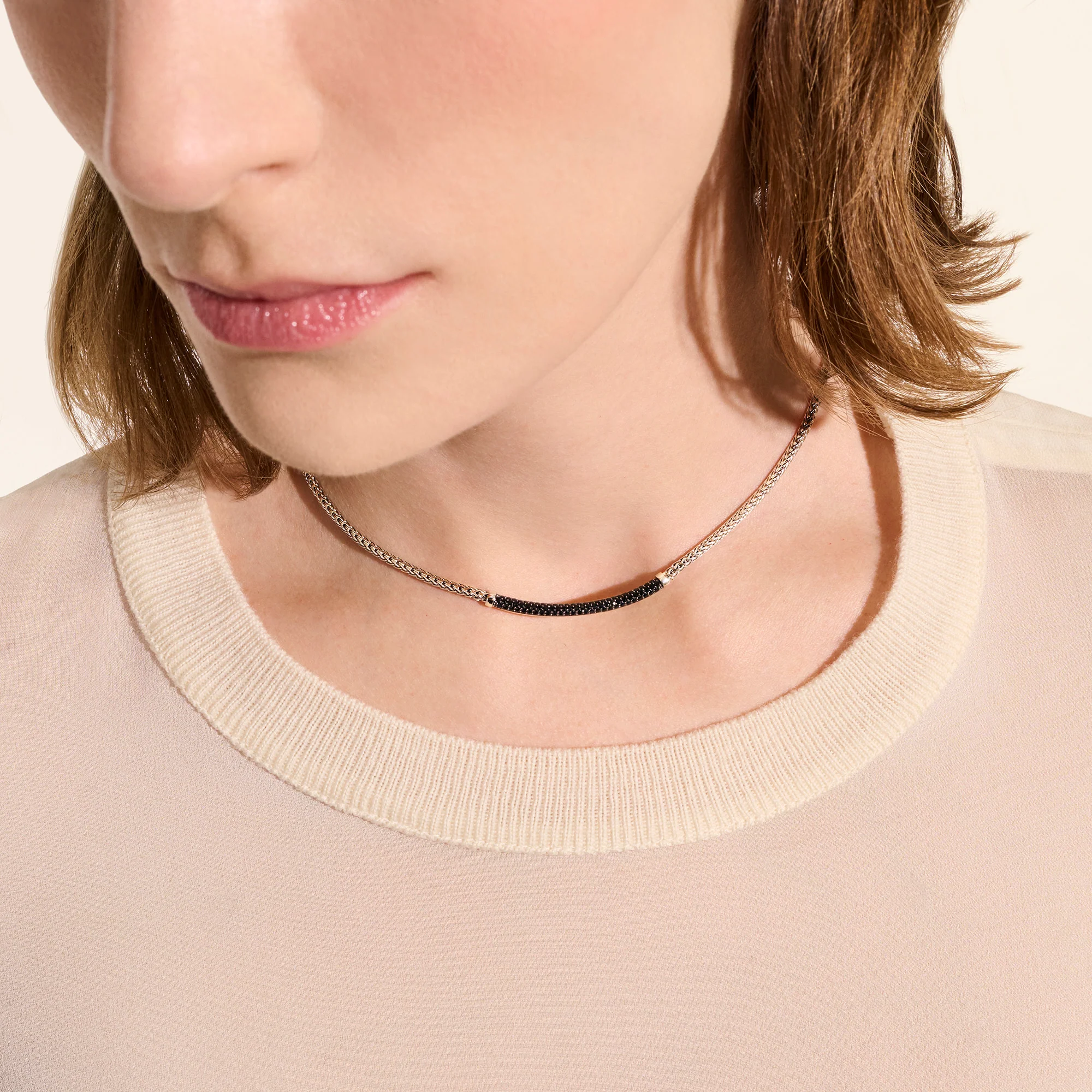 JH Essential Pavé Necklace, Sterling Silver, Gemstones, 2.5MM|NBS986984BLS - Image 5