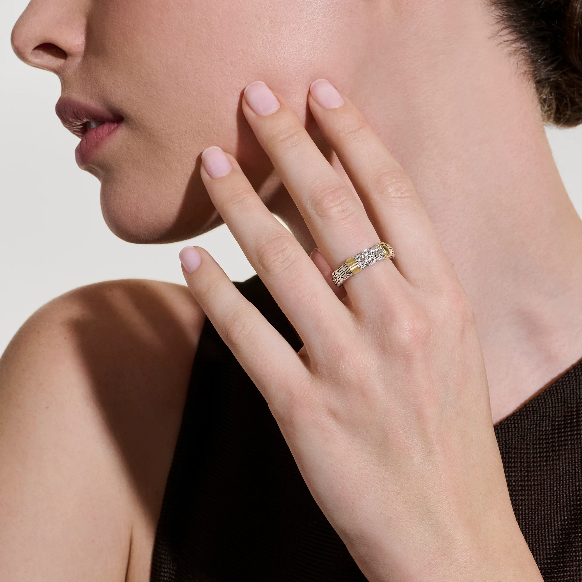 JH Essential Pave Ring, Gold, Sterling Silver, Diamonds, 5MM|RZZP988702DI - Image 5
