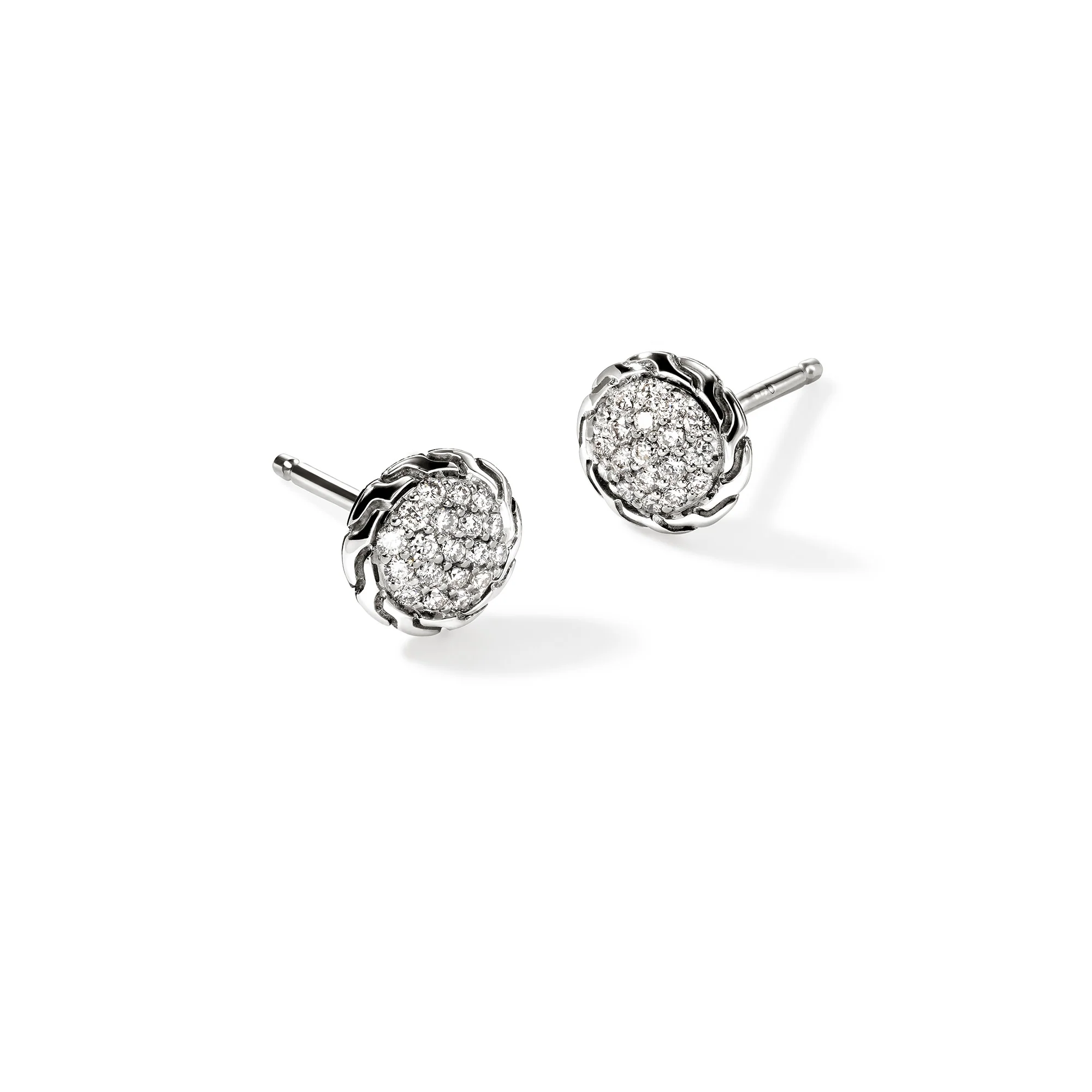 JH Essential Pavé Stud Earring, Sterling Silver, Diamonds, 7MM|EBP987022DI - Image 3
